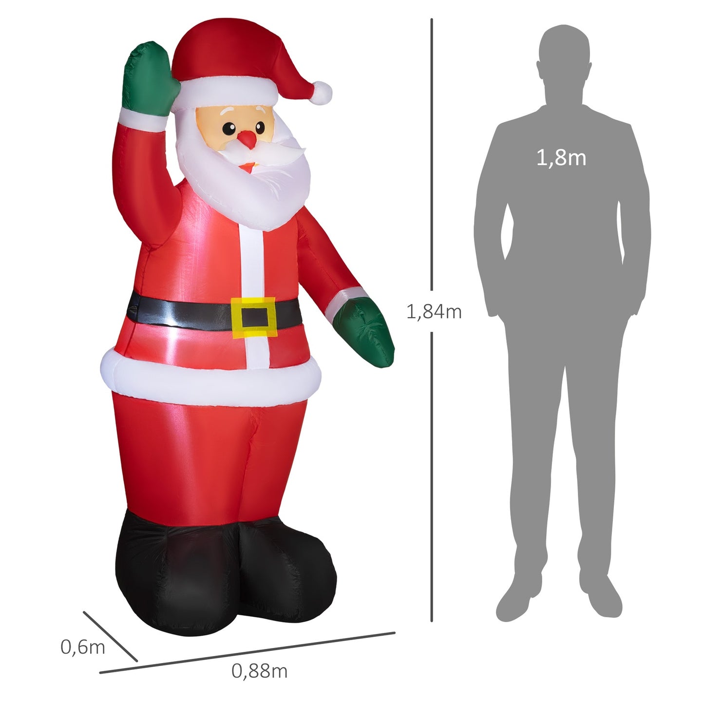 6ft inflatable Santa Claus with LED lights, indoor/outdoor
