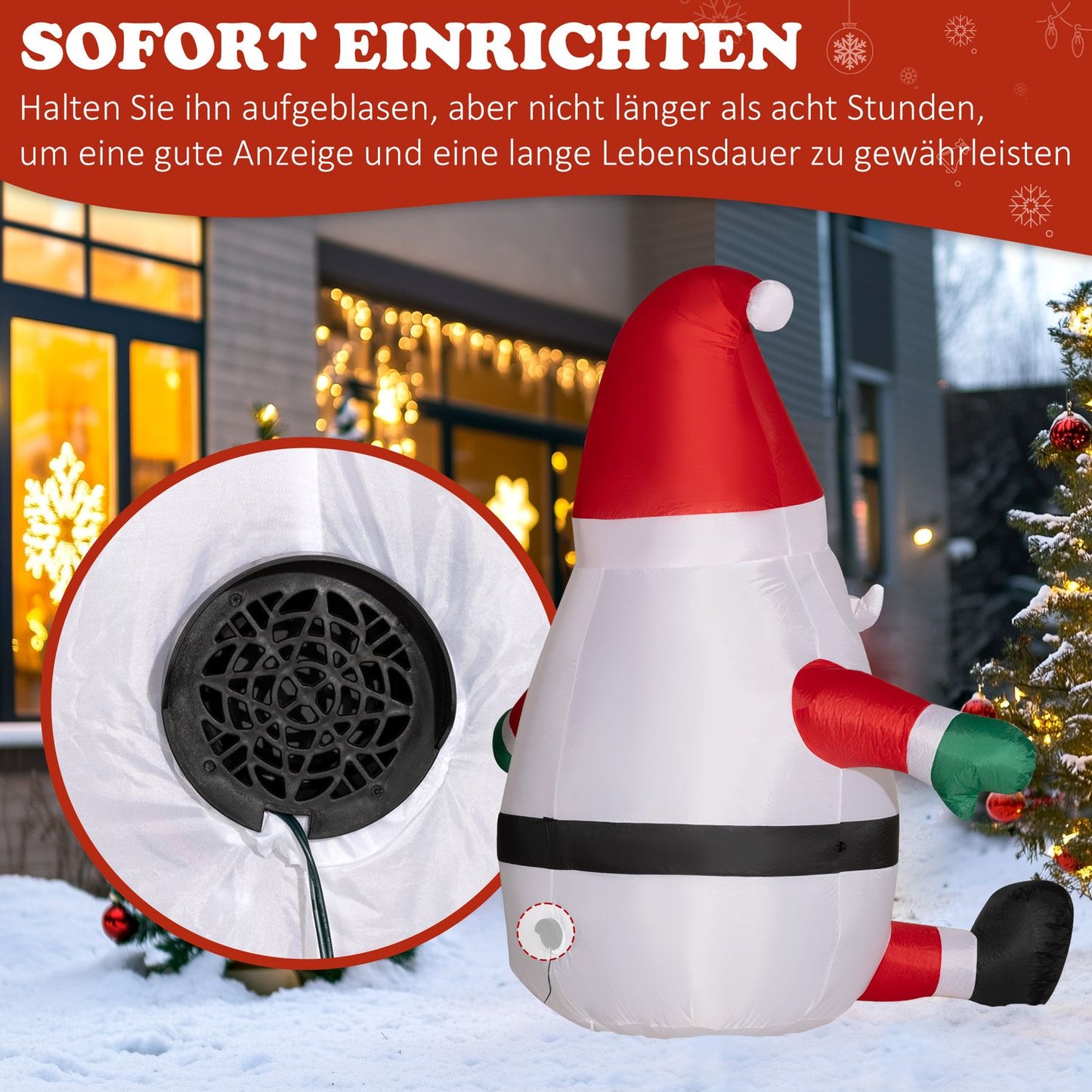 Inflatable 6ft Santa Claus with LED light ball for outdoor use