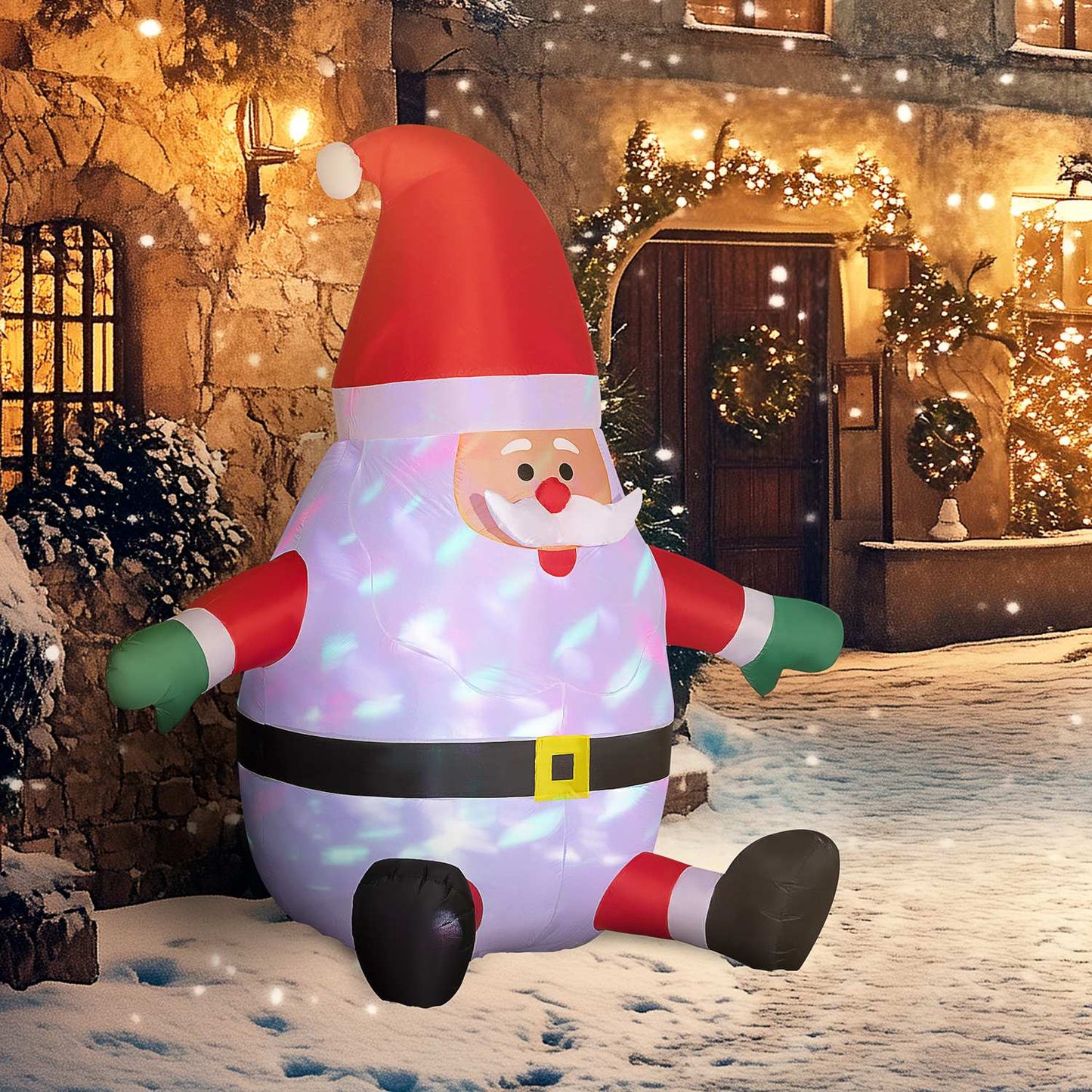 Inflatable 6ft Santa Claus with LED light ball for outdoor use