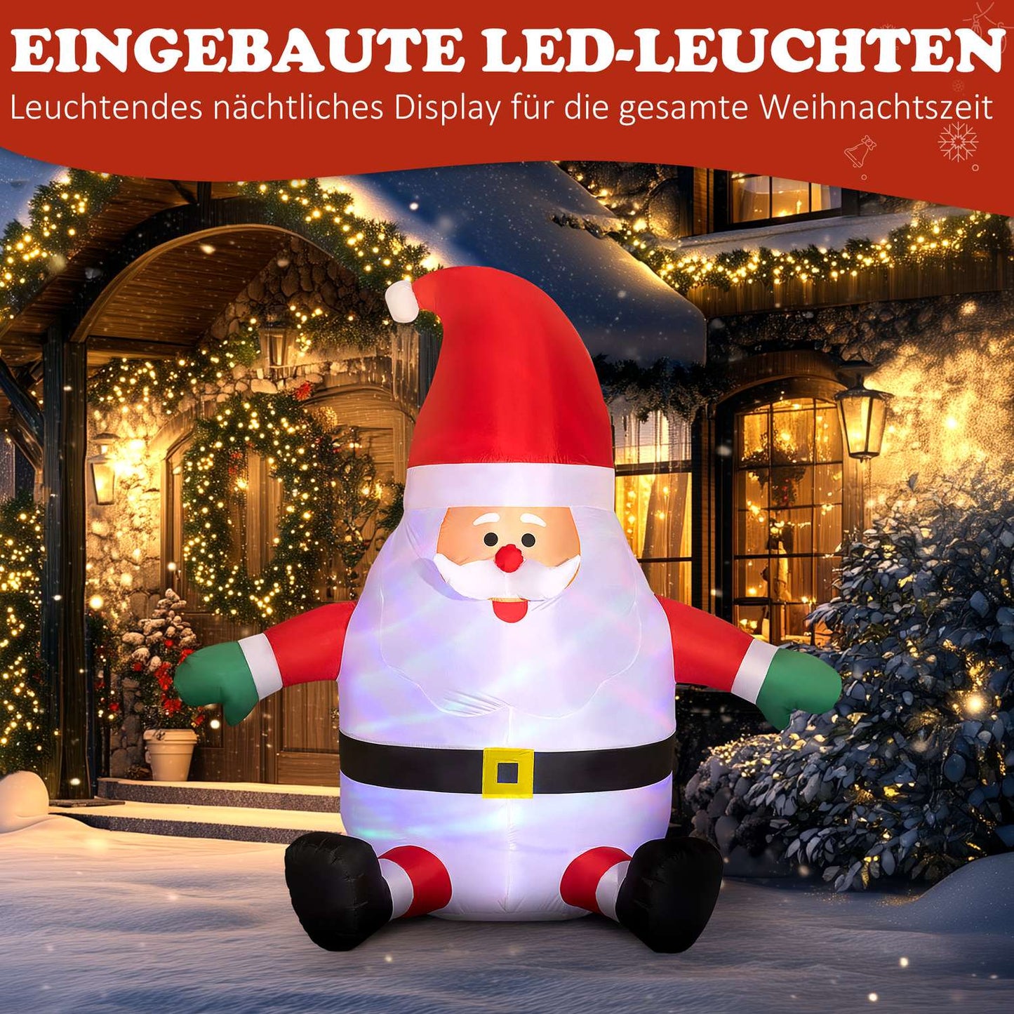 Inflatable 6ft Santa Claus with LED light ball for outdoor use