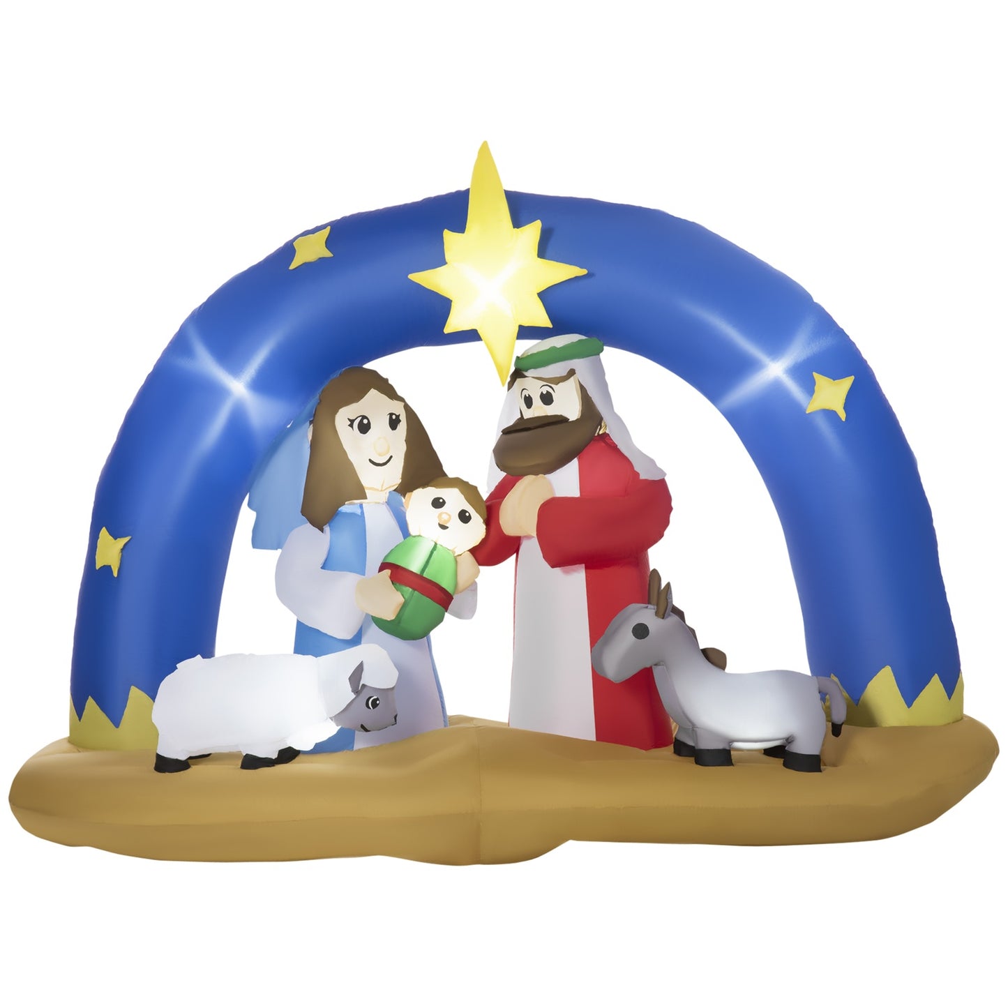 Inflatable nativity scene - blue/brown LED arch, 157 cm