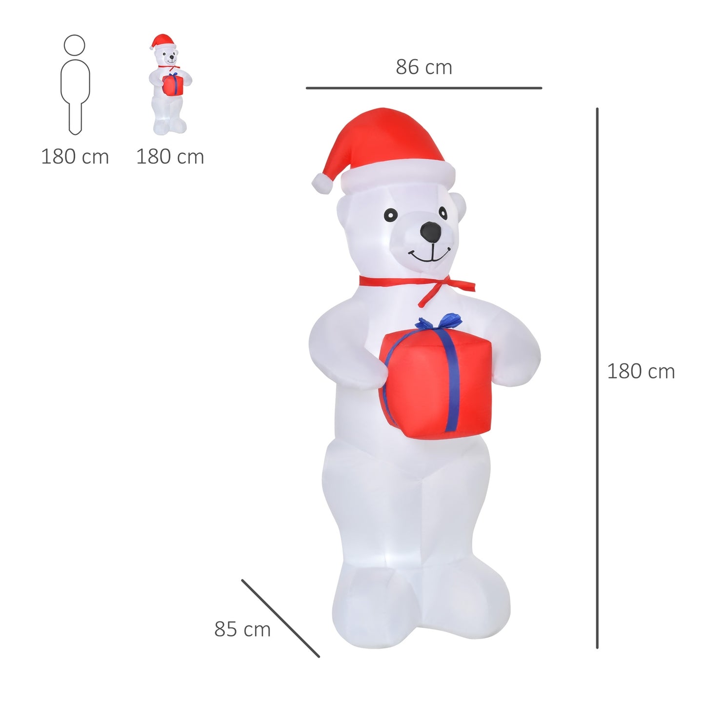 Inflatable 1.8M polar bear decoration with lights