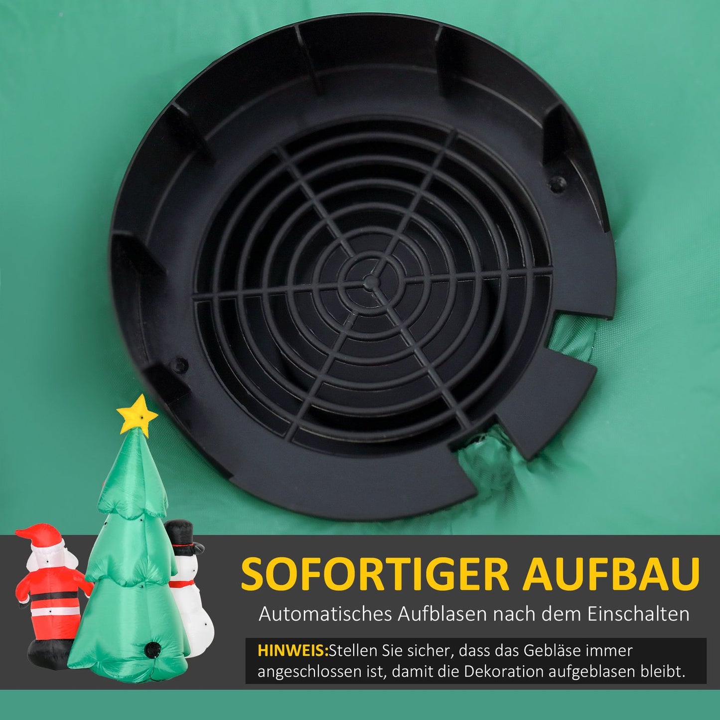Inflatable LED Christmas tree with snowman, 185 cm polyester