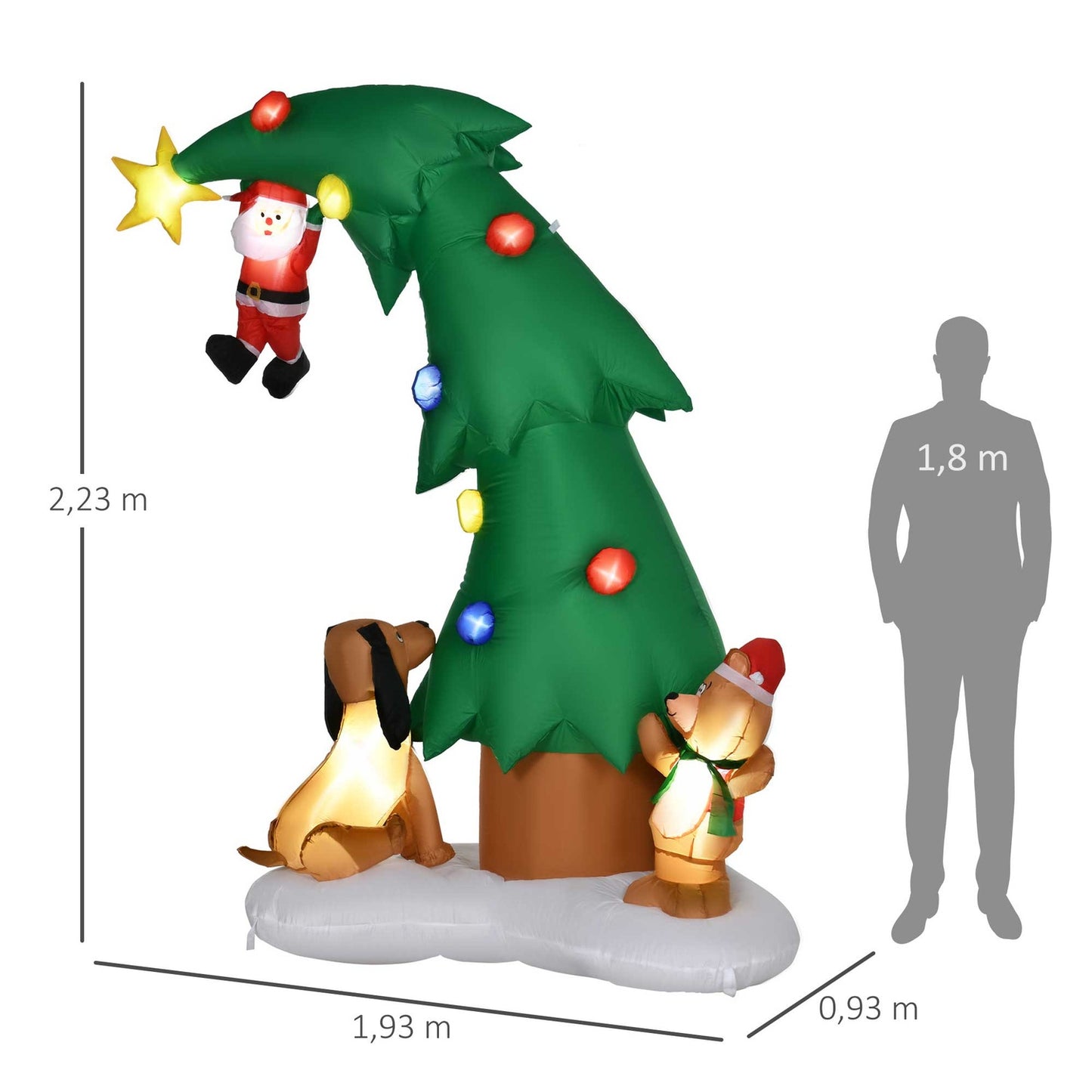 Inflatable 223 Cm Santa Claus with LED lights - Christmas decoration