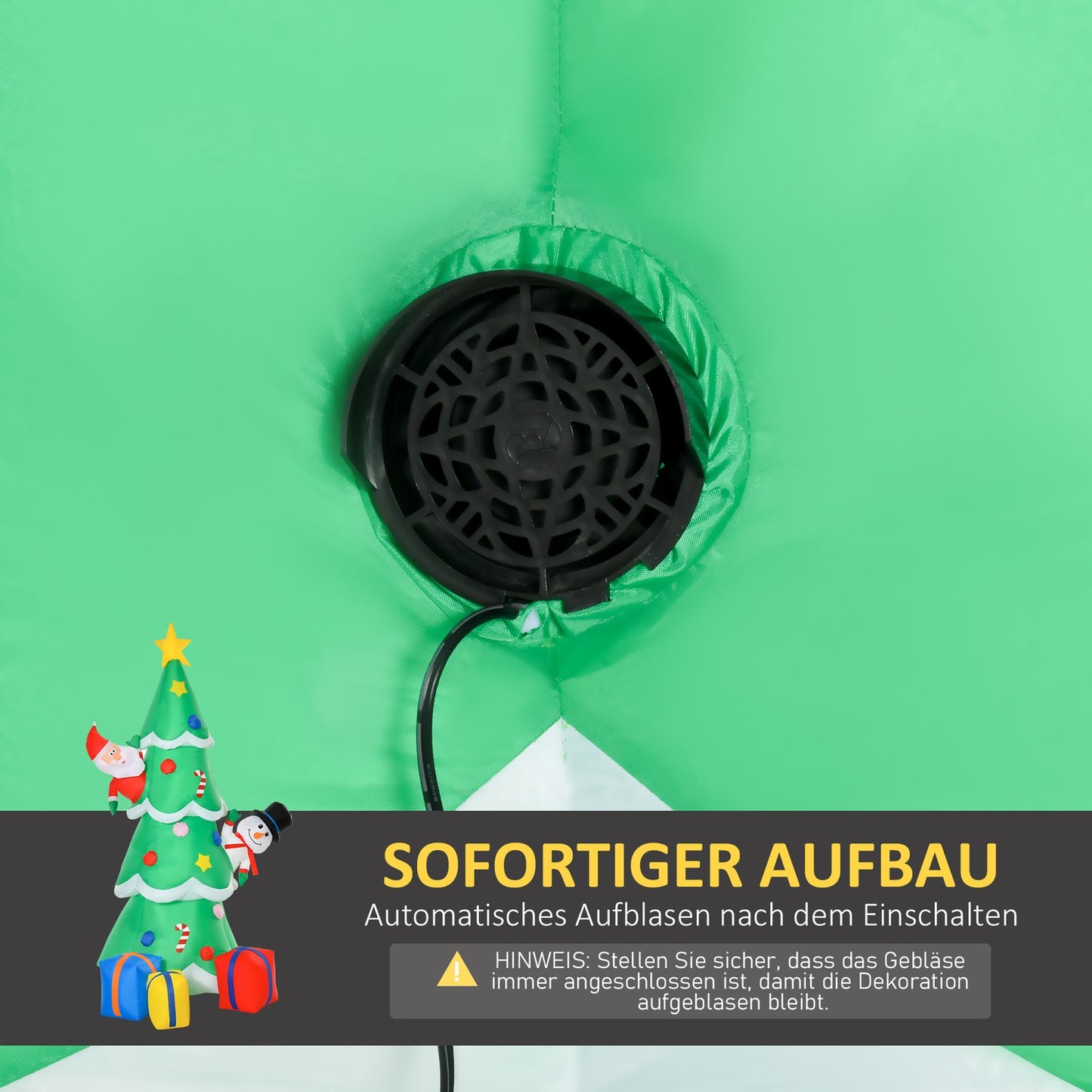 Inflatable 210cm Christmas tree with LED Santa and snowman