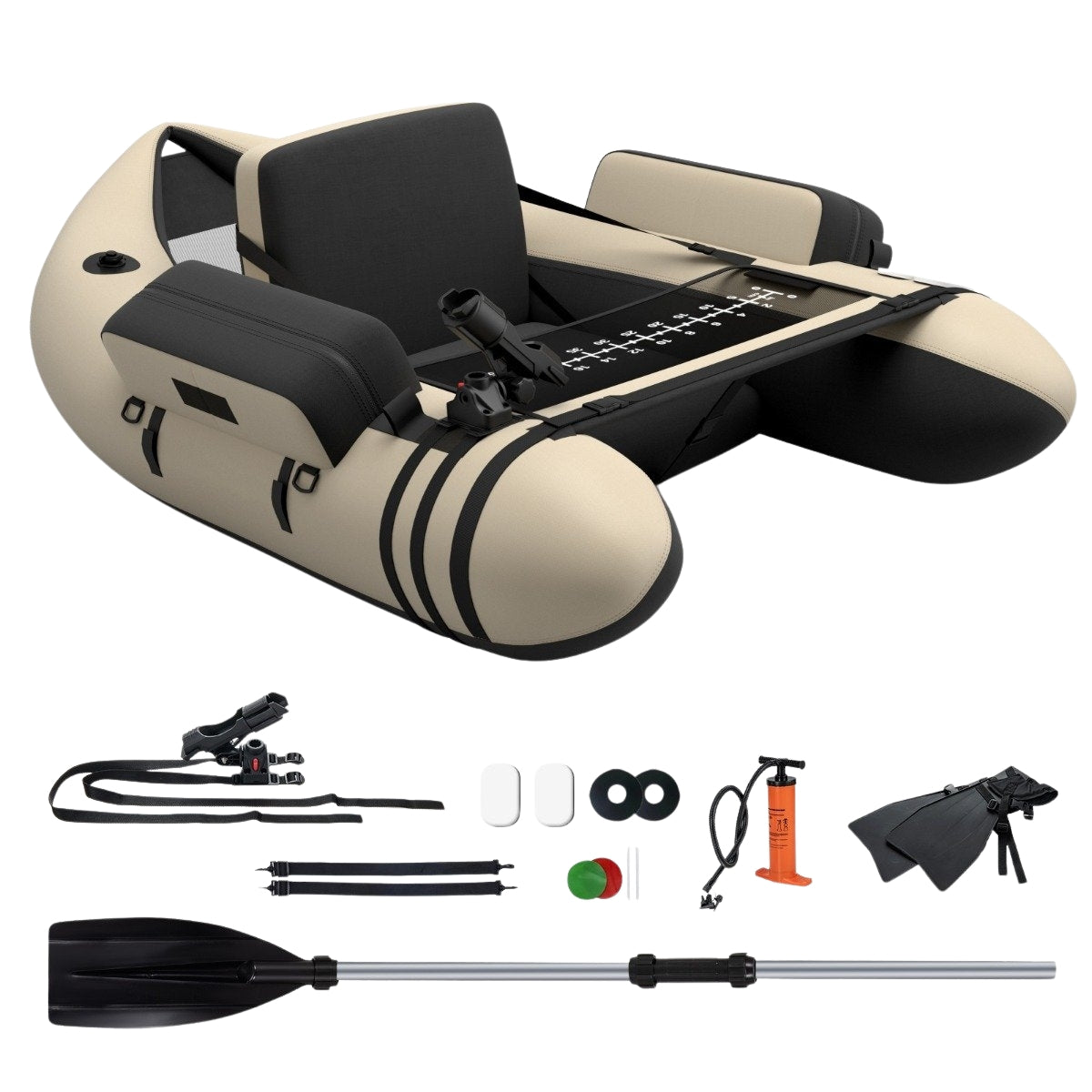 Inflatable Fishing Float Tube with Adjustable Backrest, 135x109x54 cm