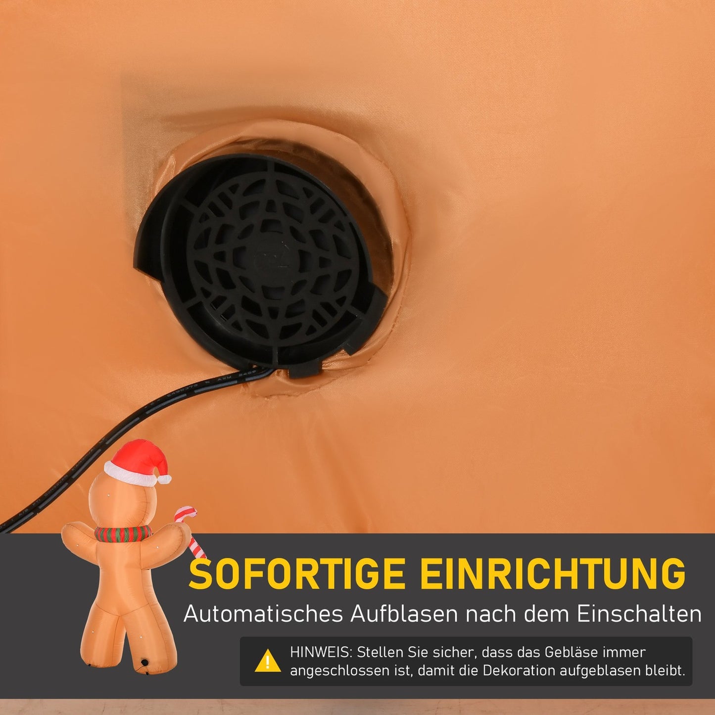 Inflatable gingerbread man with lights, 2.4M weatherproof
