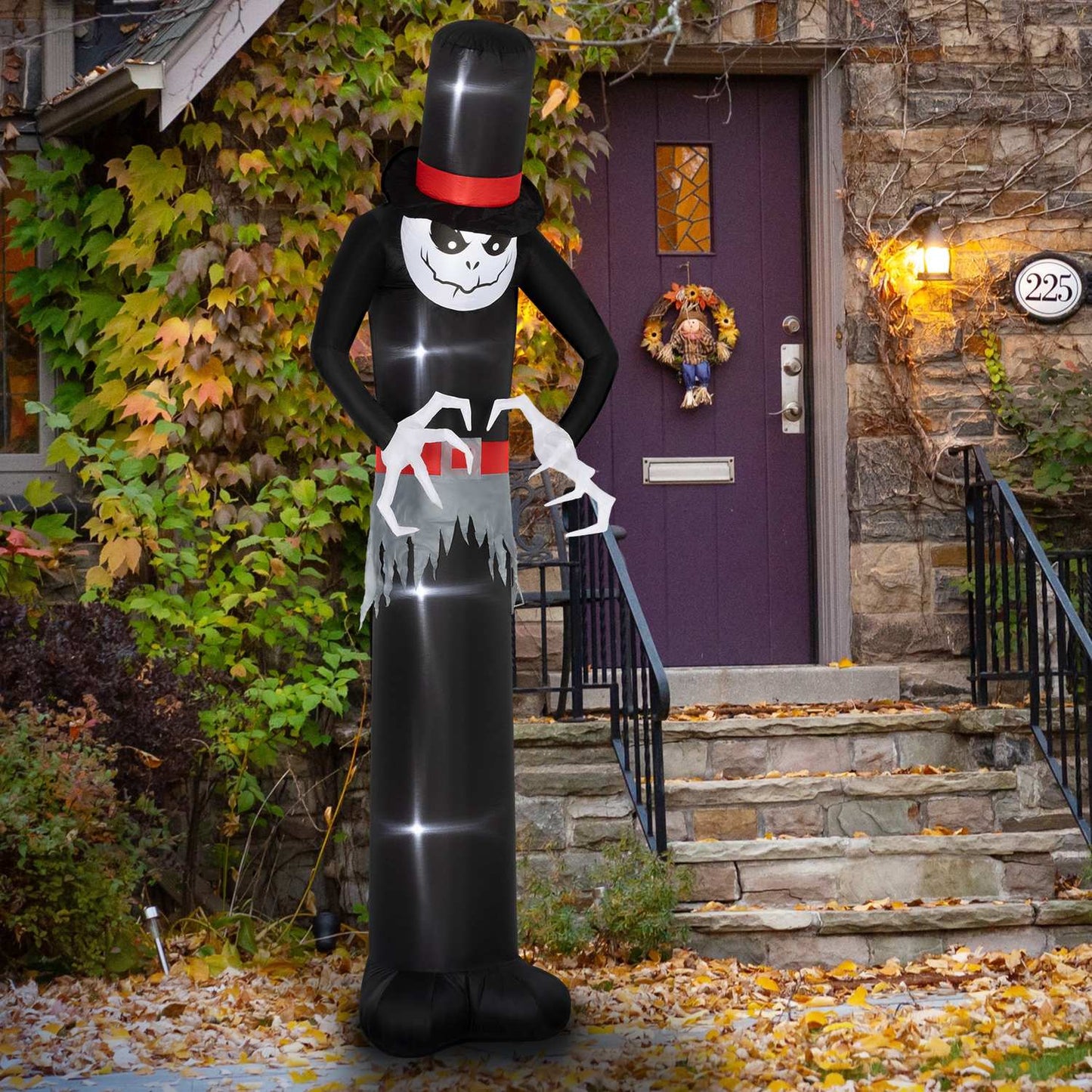 Inflatable Halloween Ghost with Hat, 5 LED Lights, 306cm