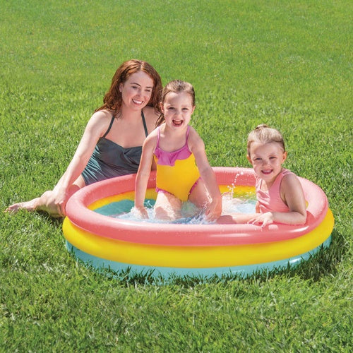 Inflatable Kids Pool, 114x25 cm, Rainbow, 3 Rings