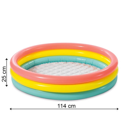 Inflatable Kids Pool, 114x25 cm, Rainbow, 3 Rings