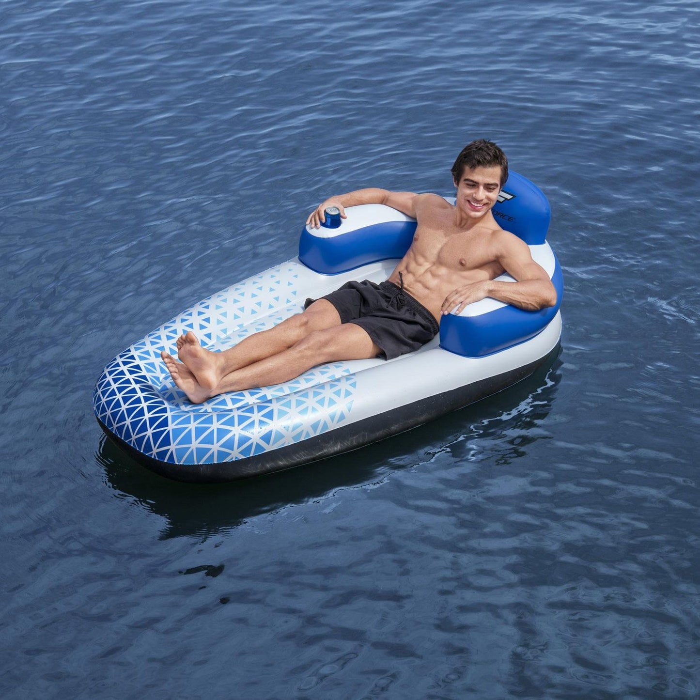 Inflatable Pool Lounge with Cup Holder, 1.91m x 1.07m