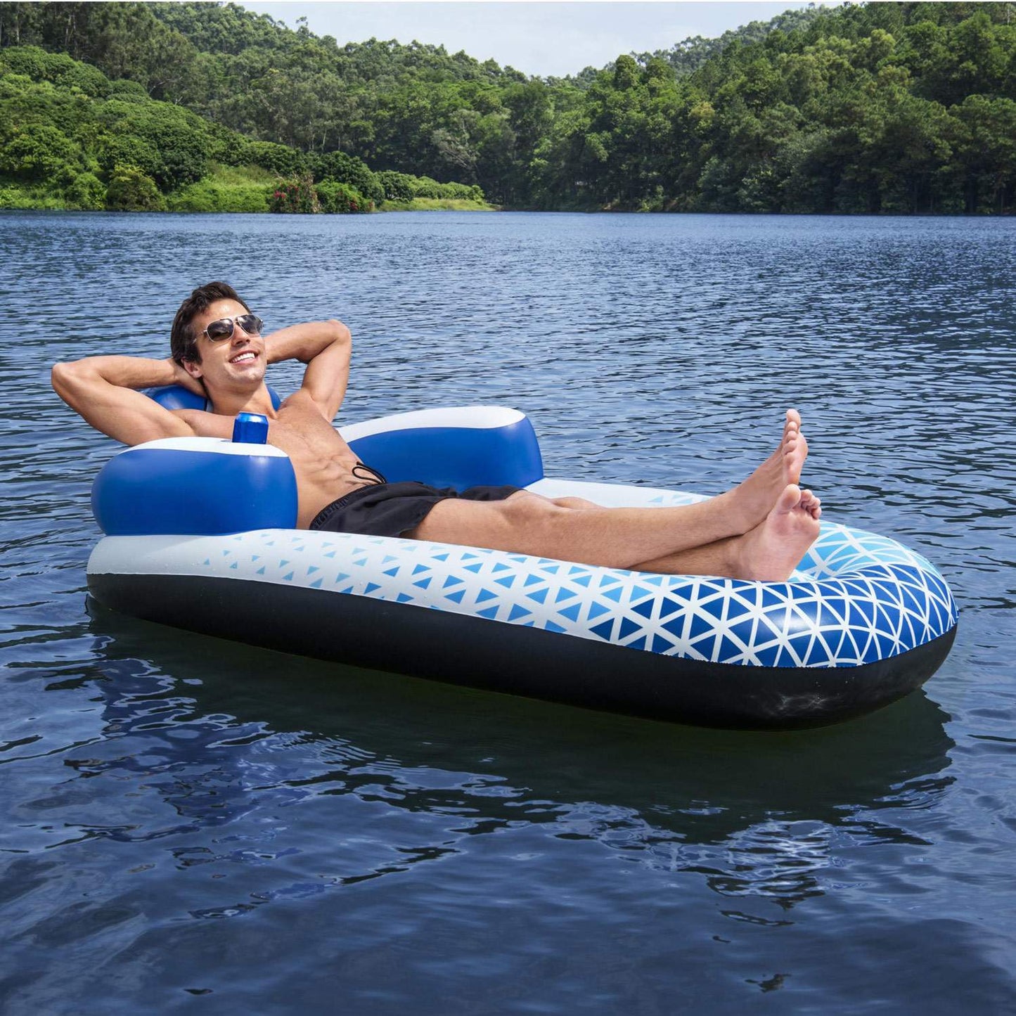 Inflatable Pool Lounge with Cup Holder, 1.91m x 1.07m