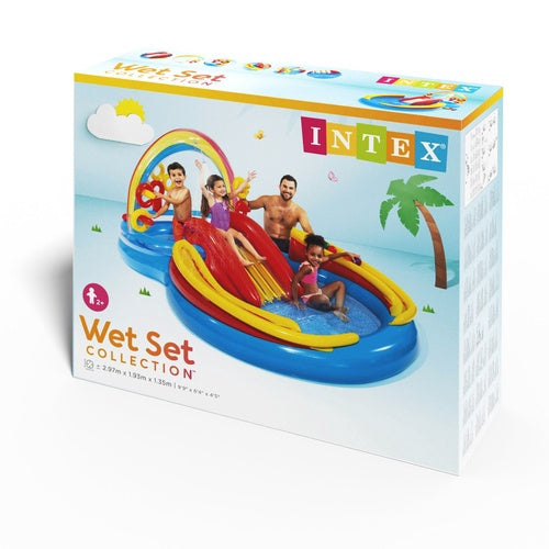 Inflatable Rainbow Water Playground with Slide and Fountain