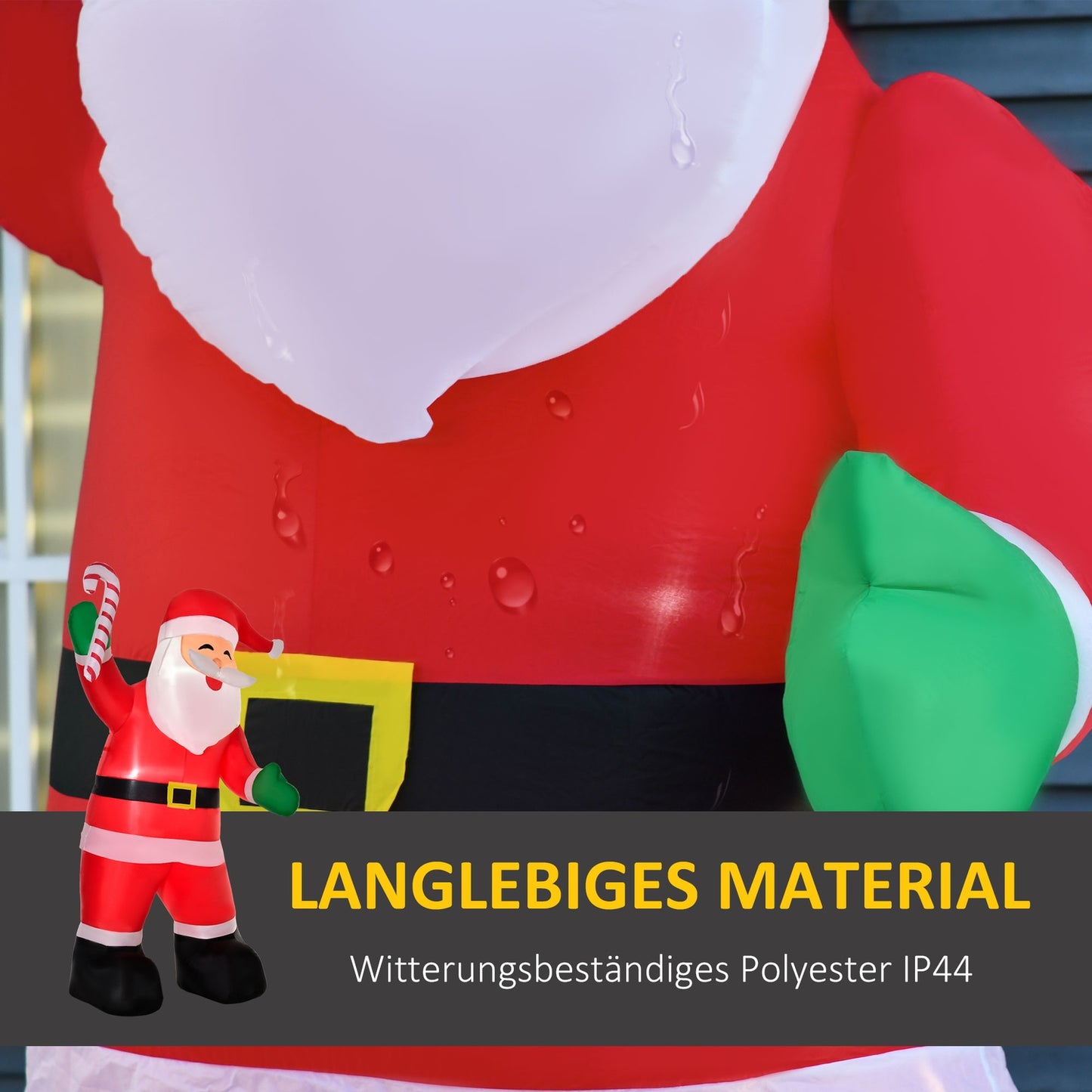 Inflatable Santa With Candy Cane LED, 250cm