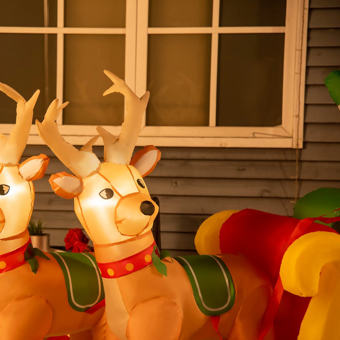 Inflatable Santa Claus with sleigh and LED light 230cm