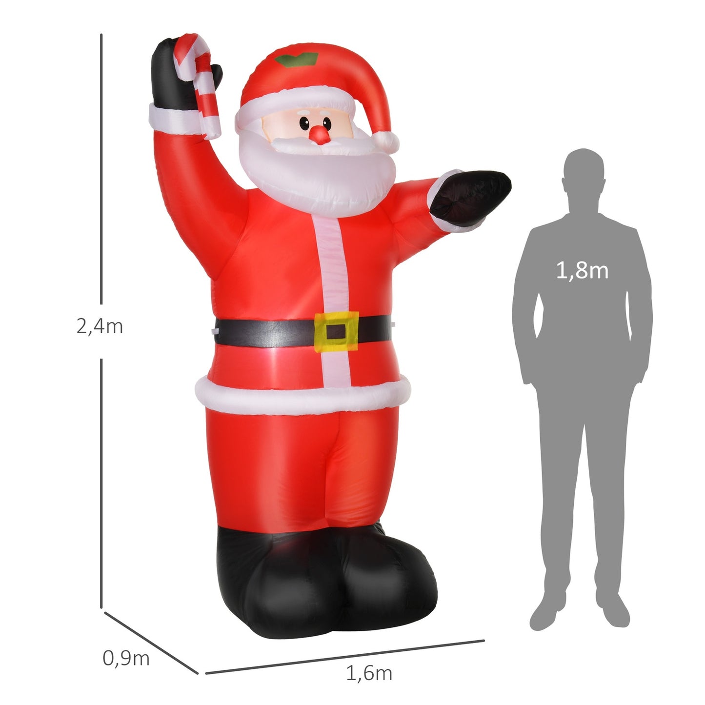 Inflatable Santa Claus with LED Lights, 240cm, Outdoor