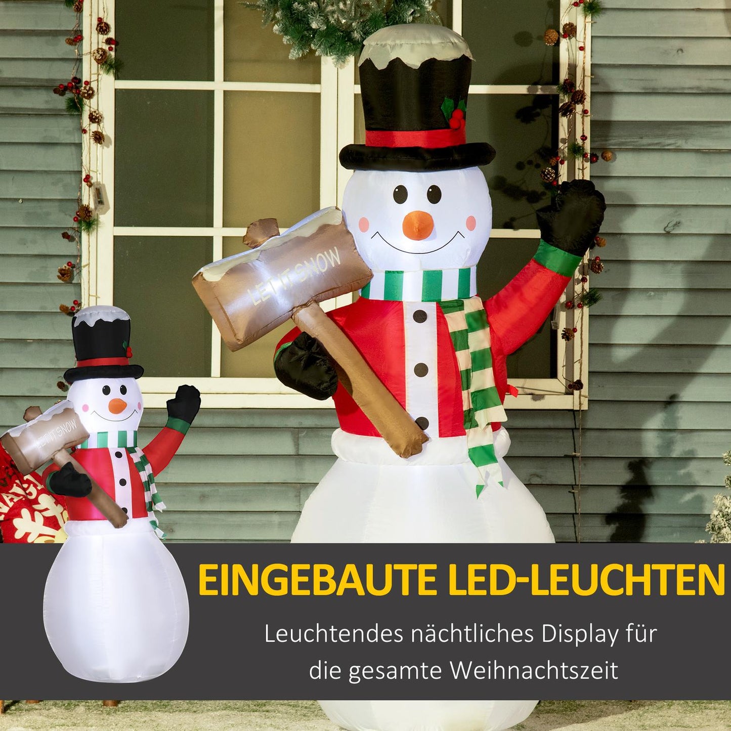 Inflatable snowman with LED light (180 cm) - Waterproof Christmas decor