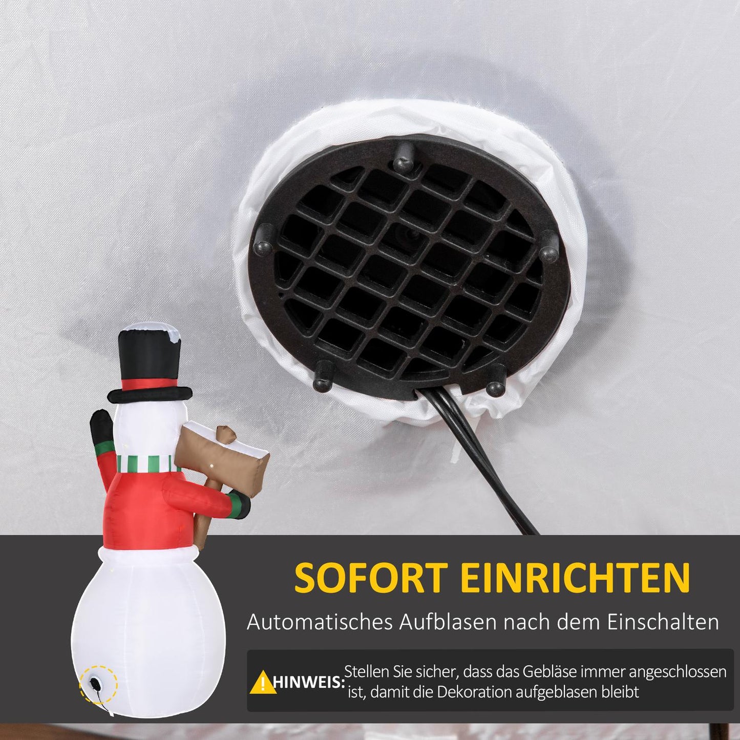 Inflatable snowman with LED light (180 cm) - Waterproof Christmas decor