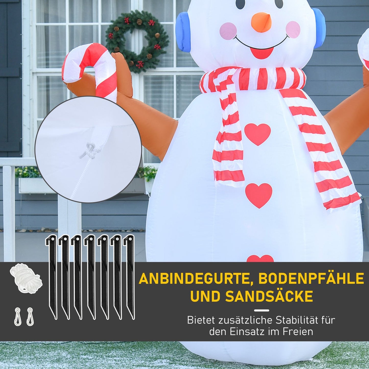 Inflatable Snowman with Rotating Lights, 2.4m, Indoor/Outdoor