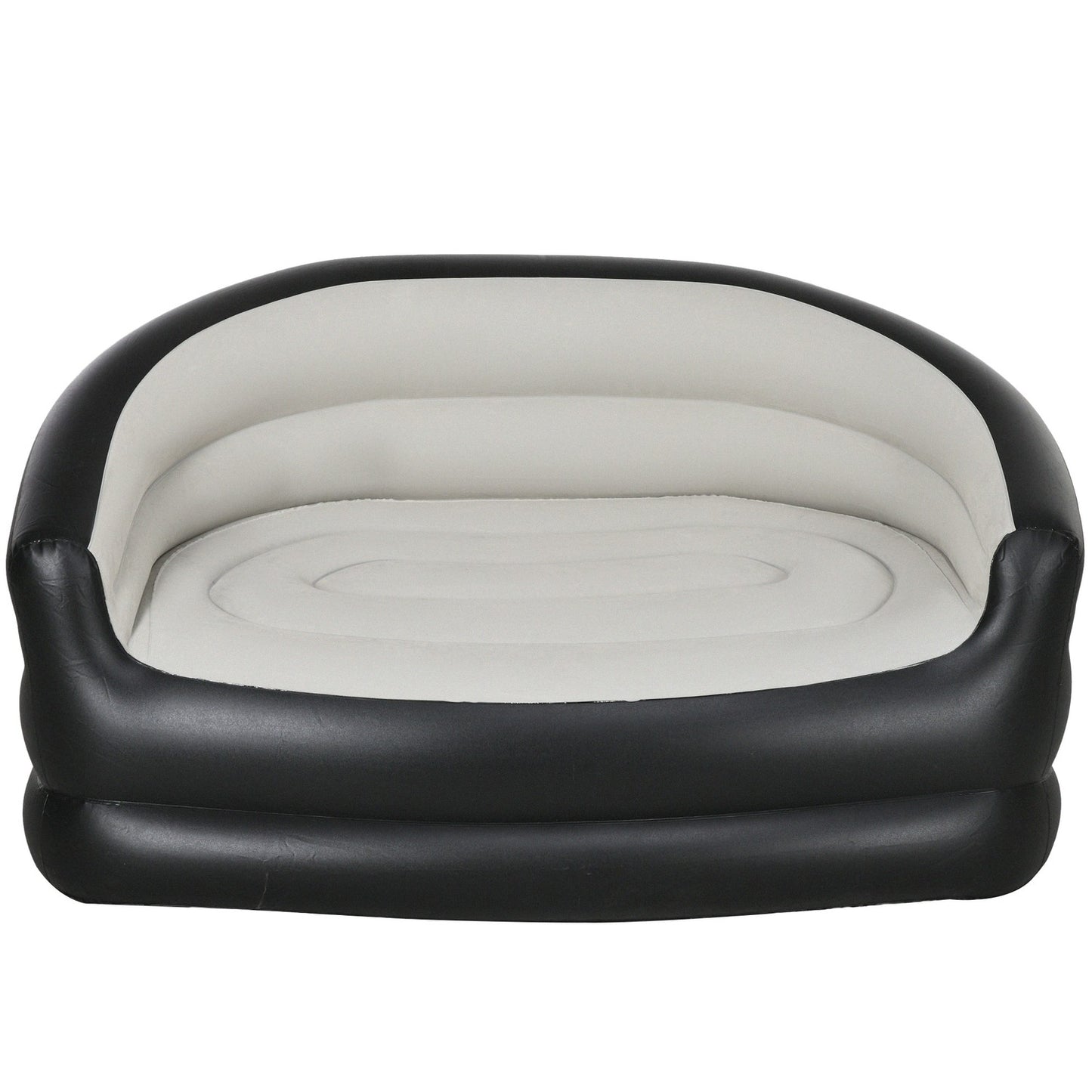 Inflatable sofa for 2, plush and portable, light gray