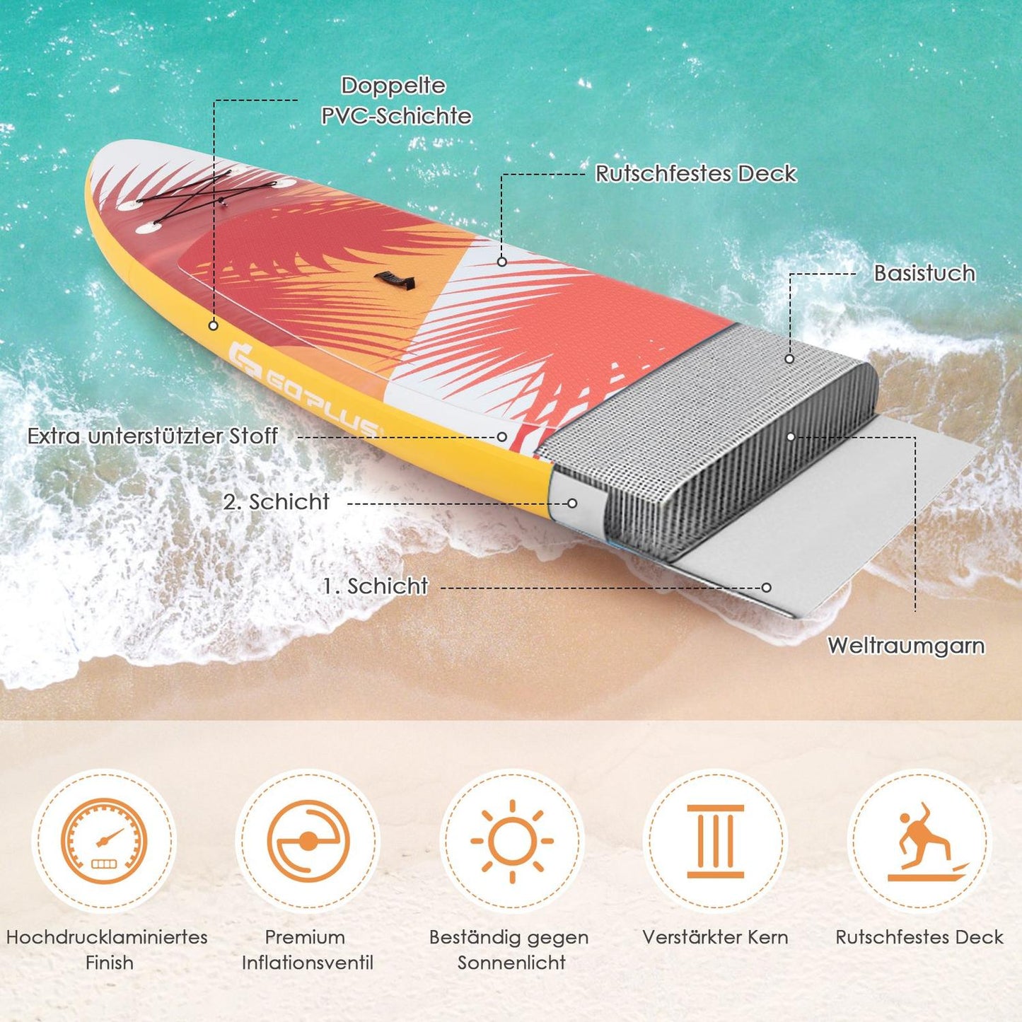 Inflatable Stand Up Paddle Board Inflatable Stand Up Paddle Board 335 x 76 x 15 cm Orange