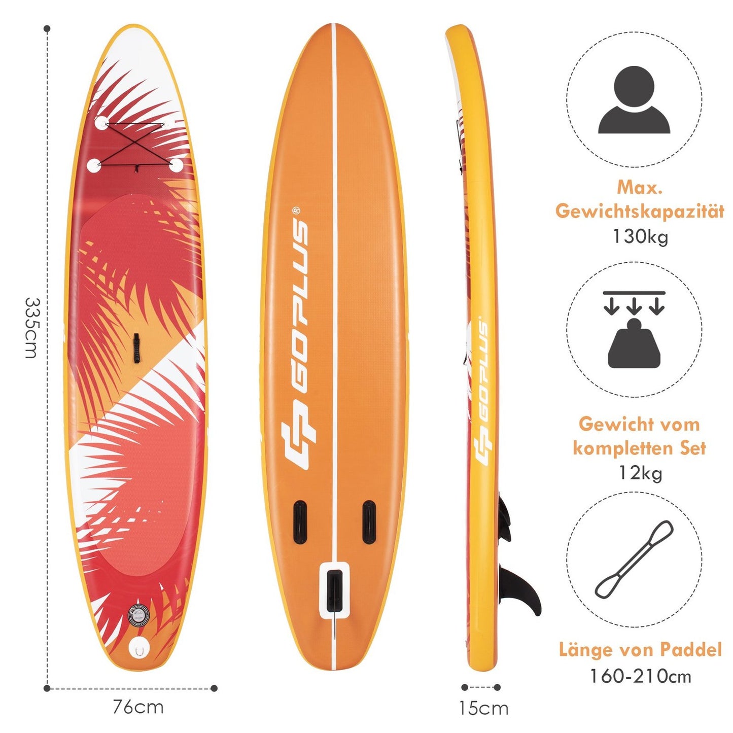 Inflatable Stand Up Paddle Board Inflatable Stand Up Paddle Board 335 x 76 x 15 cm Orange