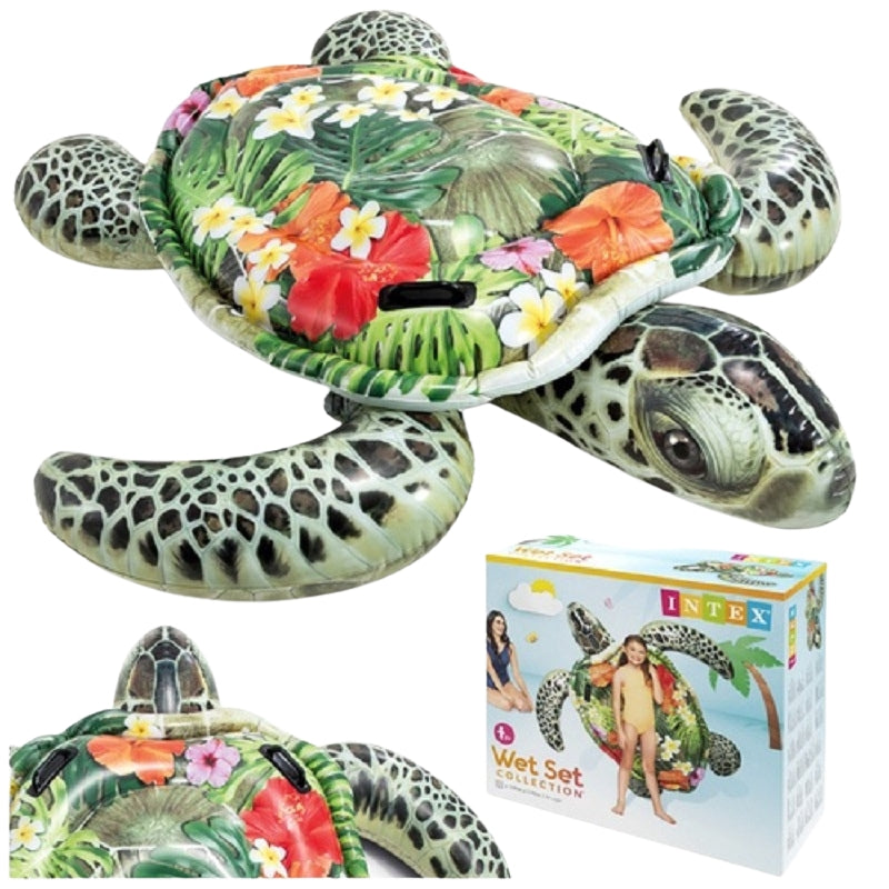 Inflatable Turtle Water Mattress with Handles, 191x170 cm