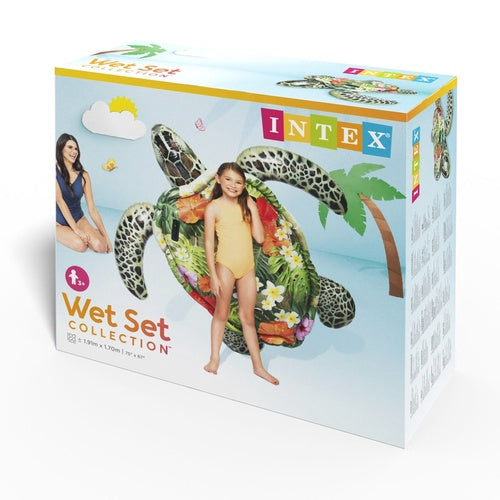 Inflatable Turtle Water Mattress with Handles, 191x170 cm