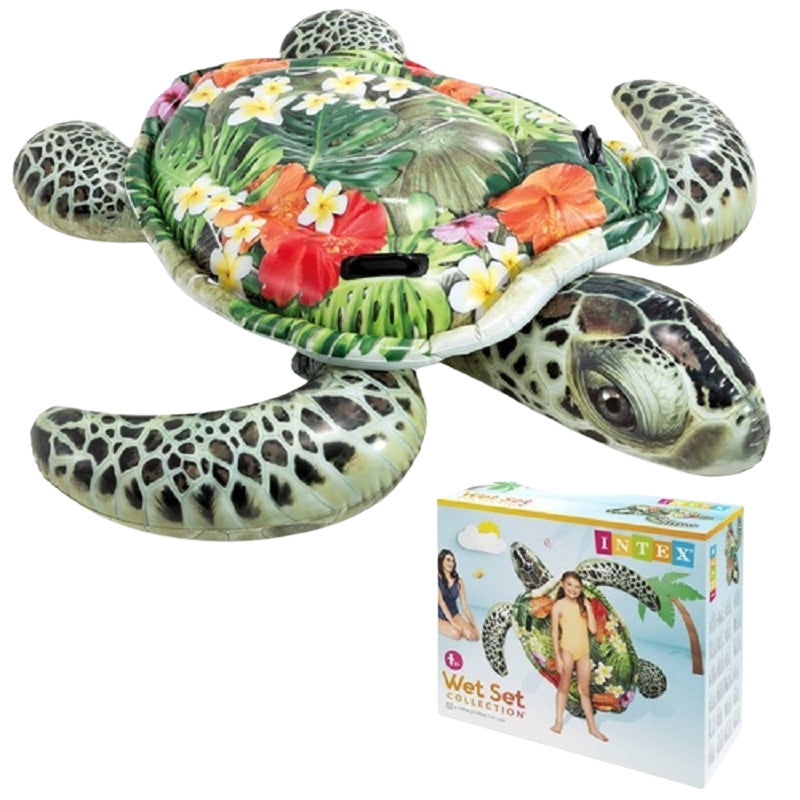 Inflatable Turtle Water Mattress with Handles, 191x170 cm