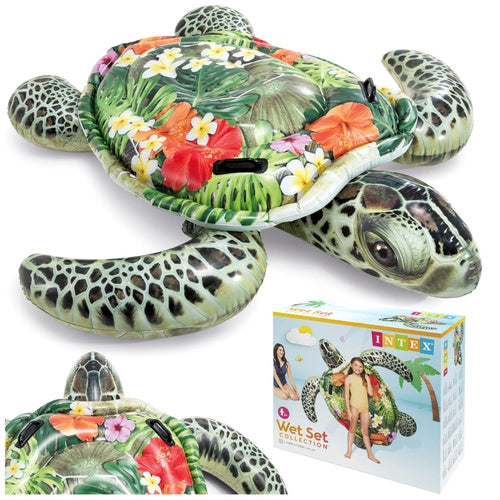Inflatable Turtle Water Mattress with Handles, 191x170 cm