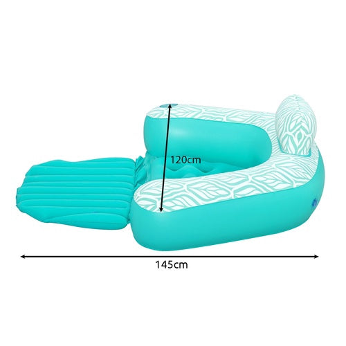 Inflatable Water Mattress Chair with Cup Holder, 145x120 cm