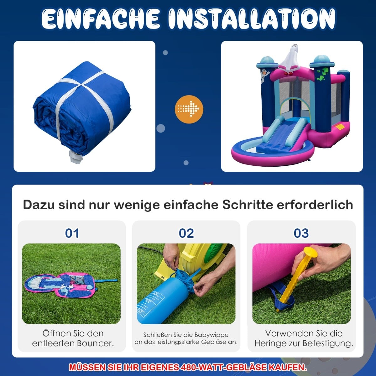 Inflatable Water Slide Bounce House for Kids, 207x393x270 cm