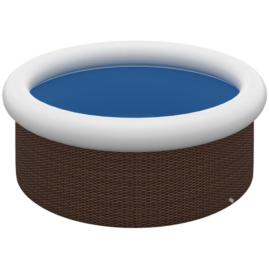 Inflatable above ground pool, rattan effect, 300 cm, brown