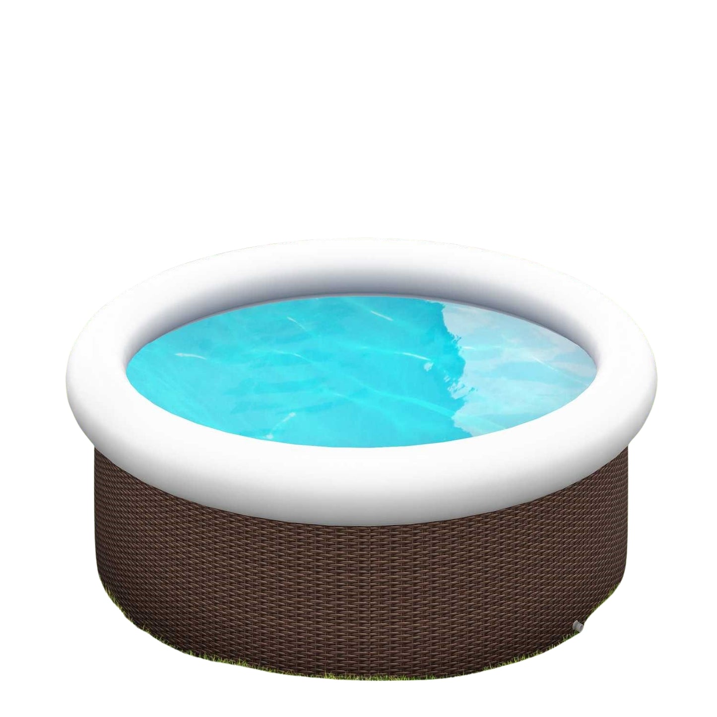 Inflatable above ground pool, rattan effect, 300 cm, brown