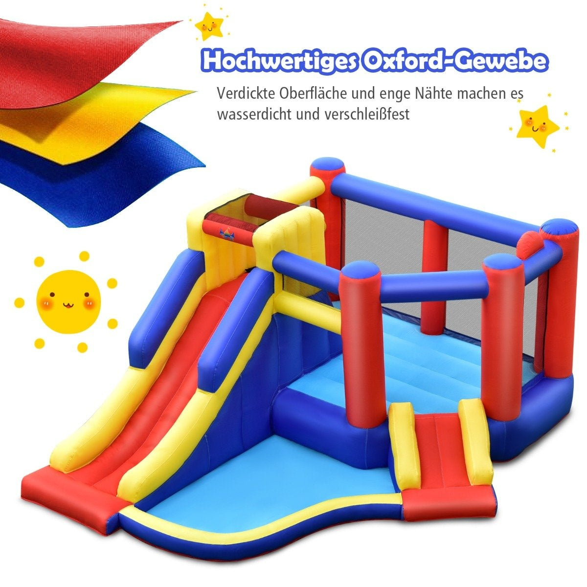 Inflatable bouncy castle Giant bouncy castle with long slide for birthday parties in the garden Colorful