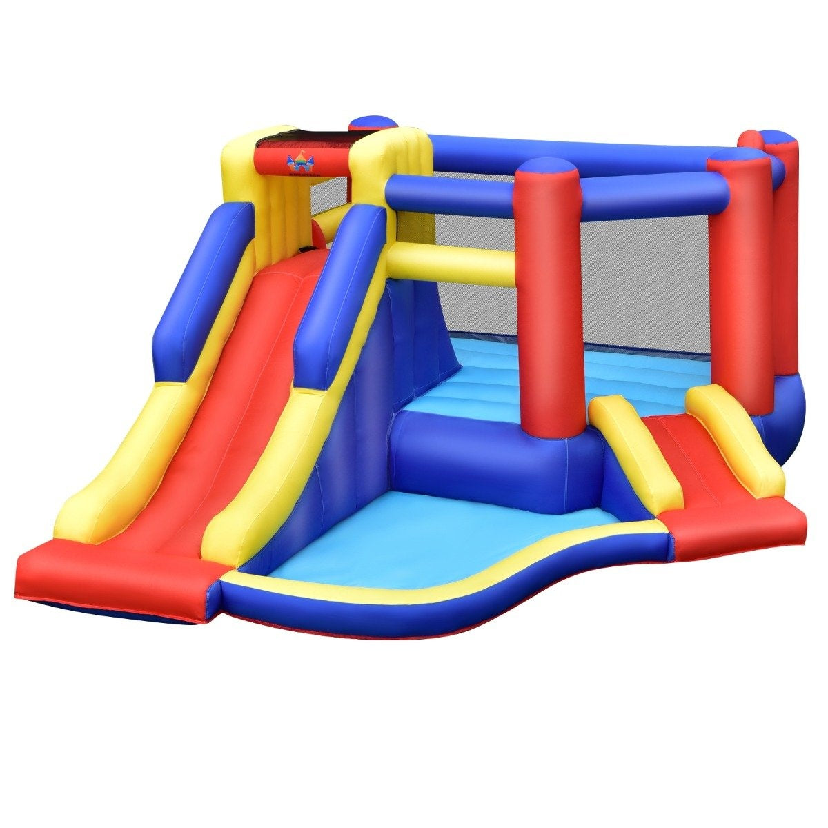 Inflatable bouncy castle Giant bouncy castle with long slide for birthday parties in the garden Colorful