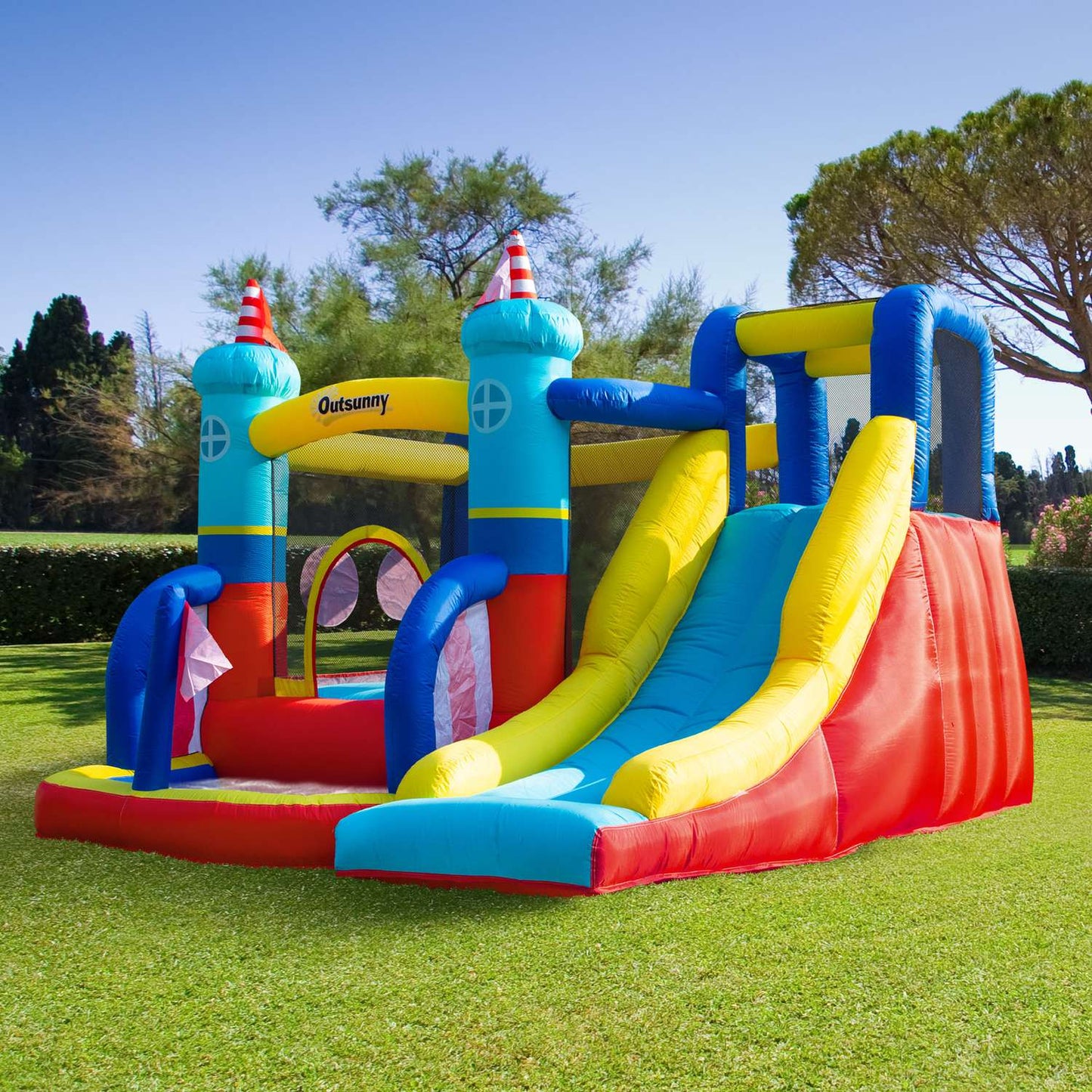 Inflatable bouncy castle and slide with blower for children