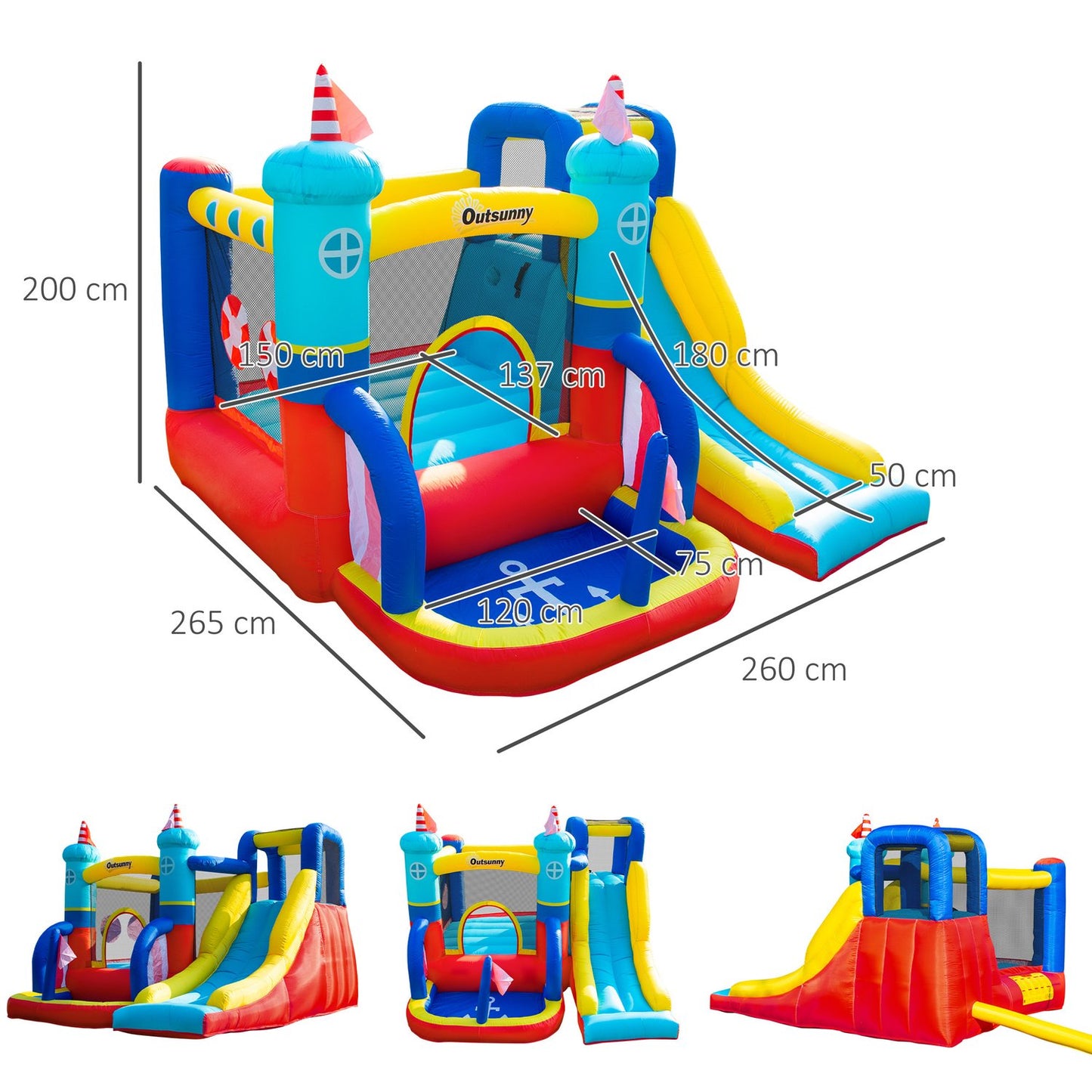 Inflatable bouncy castle and slide with blower for children