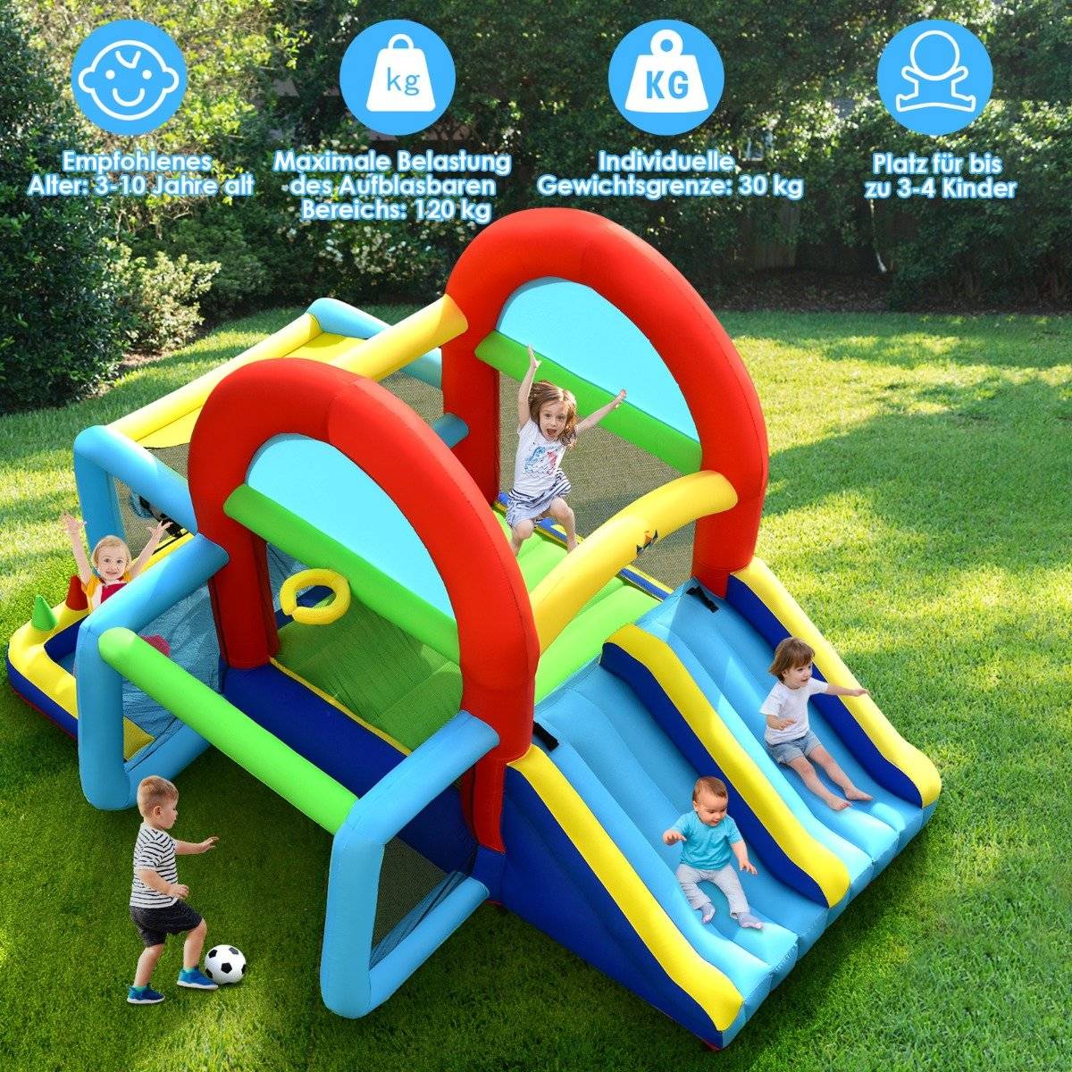 Inflatable bouncy castle jumping castle with double slides outdoor colorful