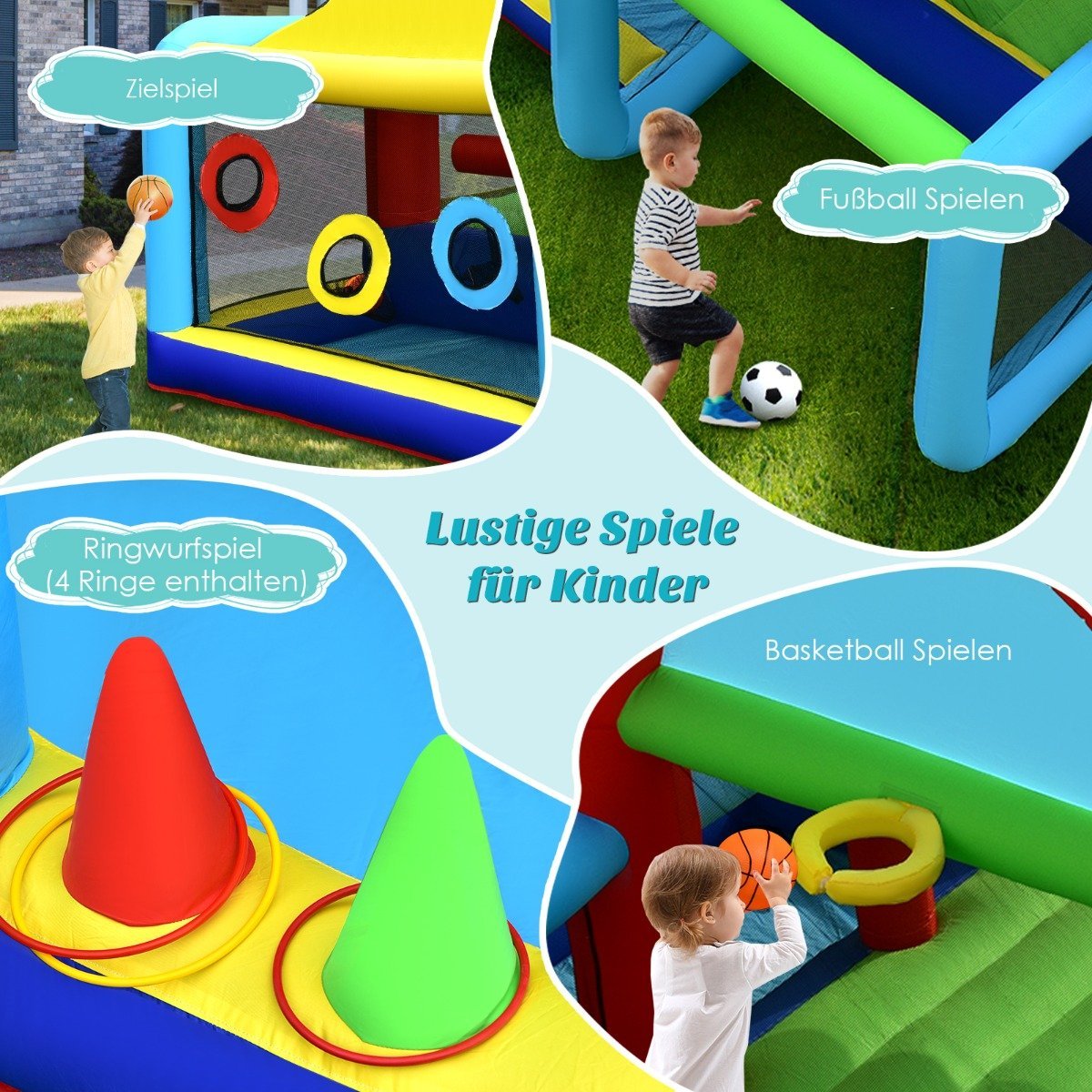Inflatable bouncy castle jumping castle with double slides outdoor colorful