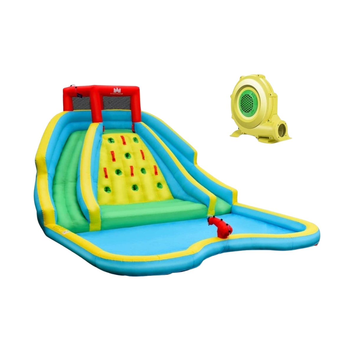 Inflatable bouncy castle with blower Bouncy castle with two water slides 452 x 366 x 229 cm