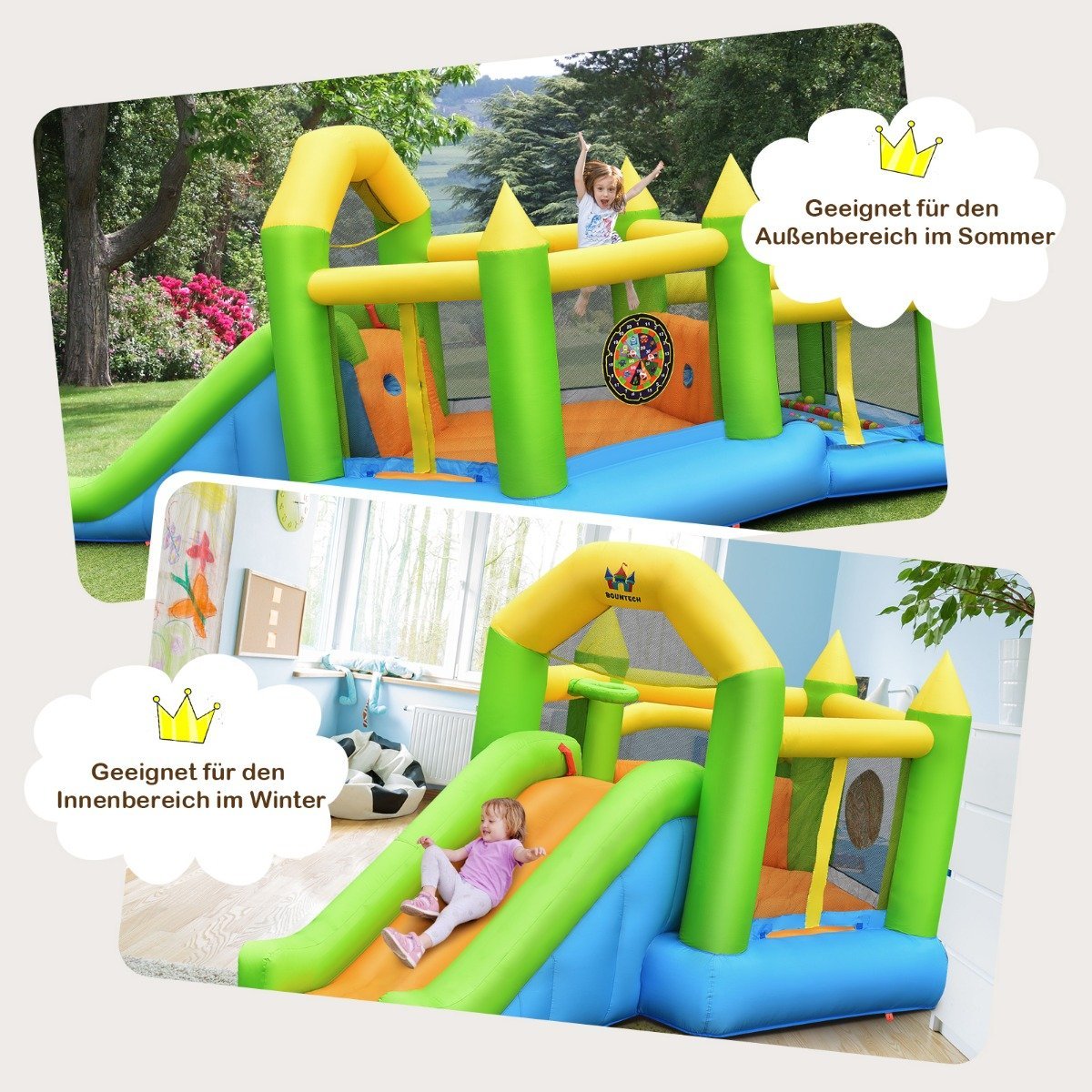 Inflatable bouncy castle with slide & ball pit & basketball hoop 477 x 241 x 208 cm (without blower)
