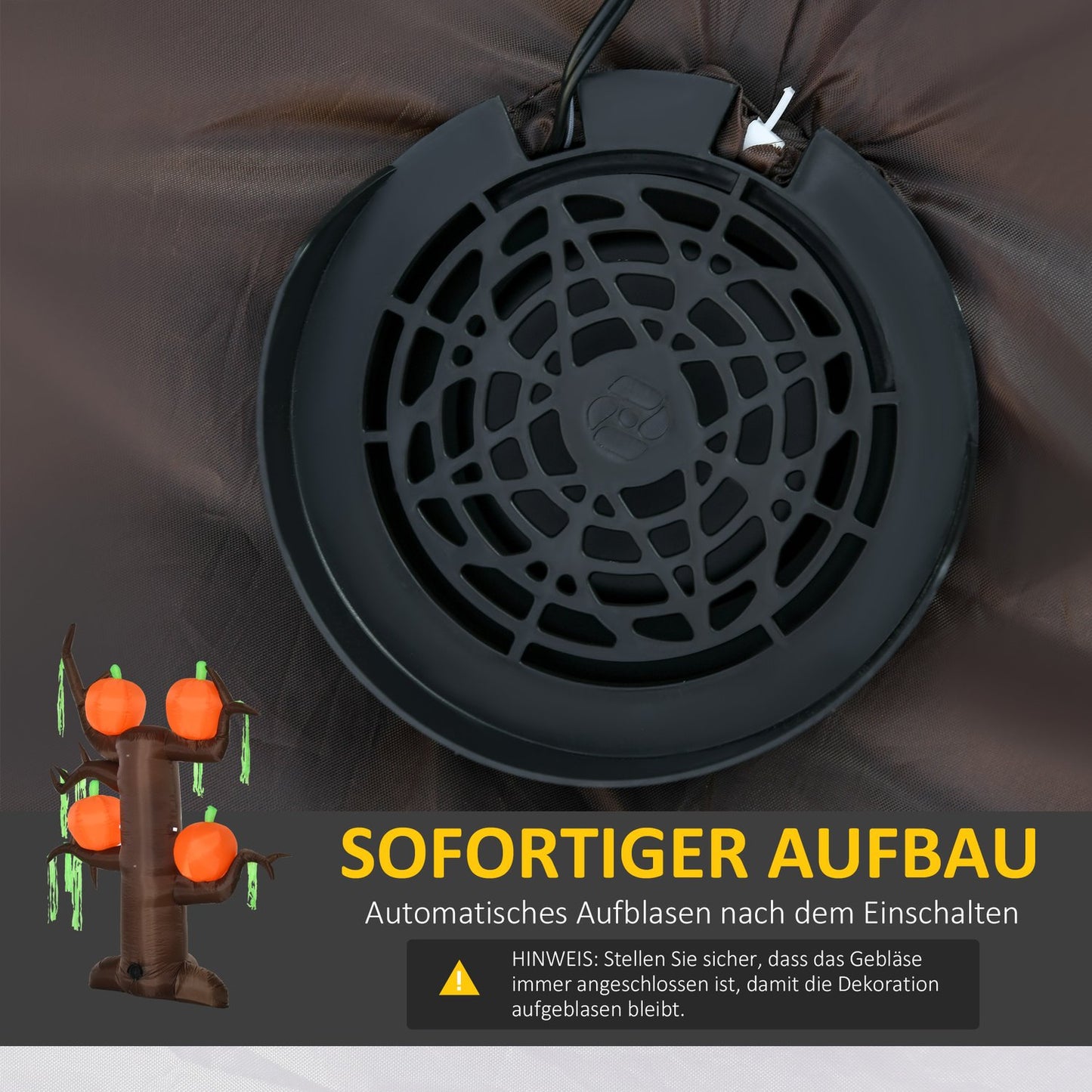 Inflatable Halloween tree with pumpkin & LED lights, 180cm