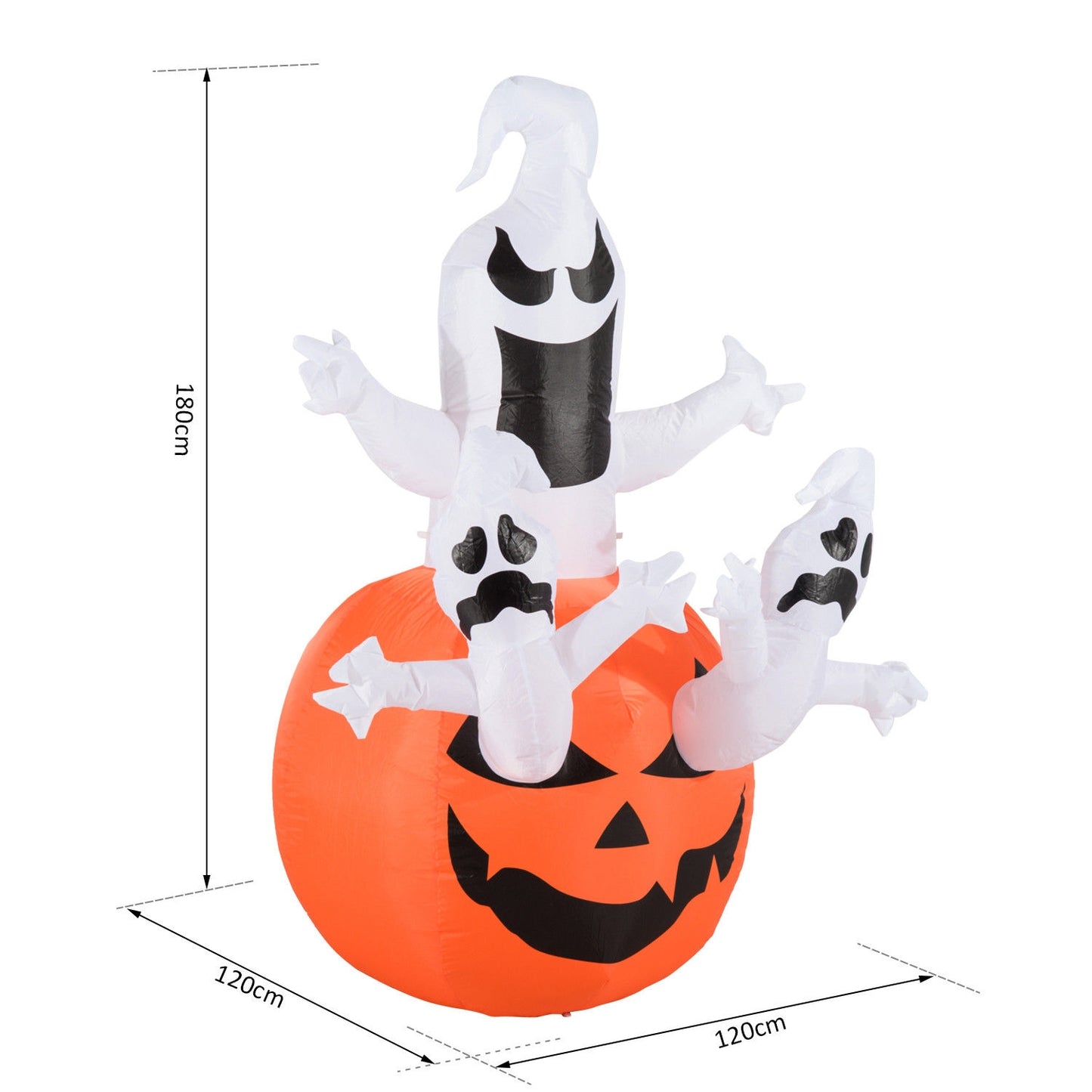 Inflatable Halloween Ghost Decoration with LED, 120x180 cm