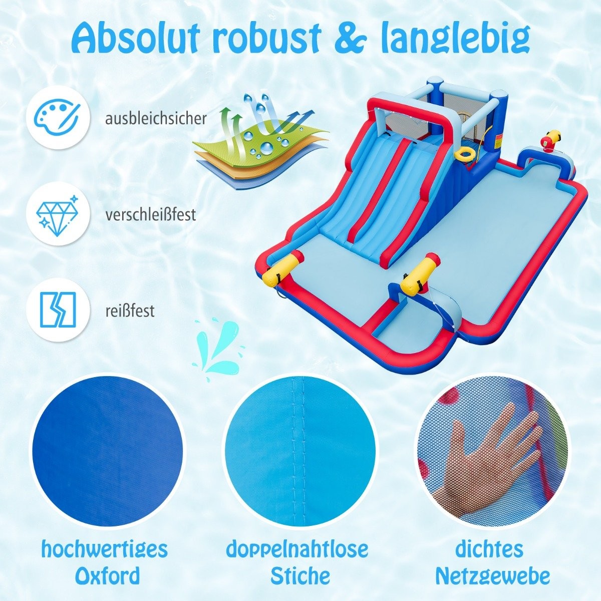 Inflatable water slide park huge bouncy castle with 2 long slides 644 x 405 x 210 cm