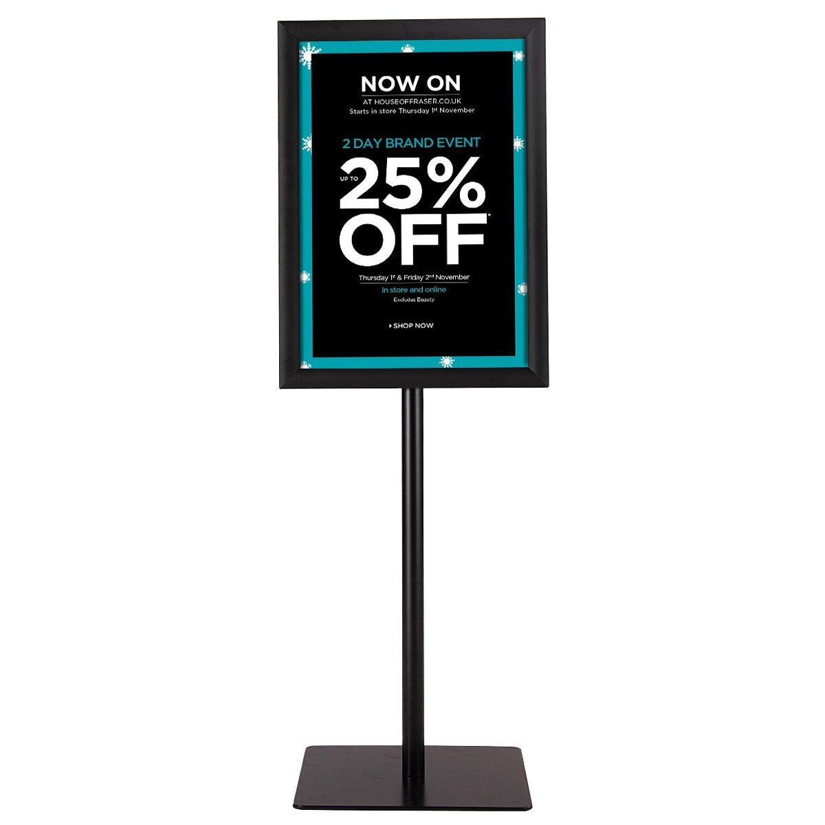 Information stand A3 height-adjustable removable poster stand silver/black 42 x 29.5 cm-black
