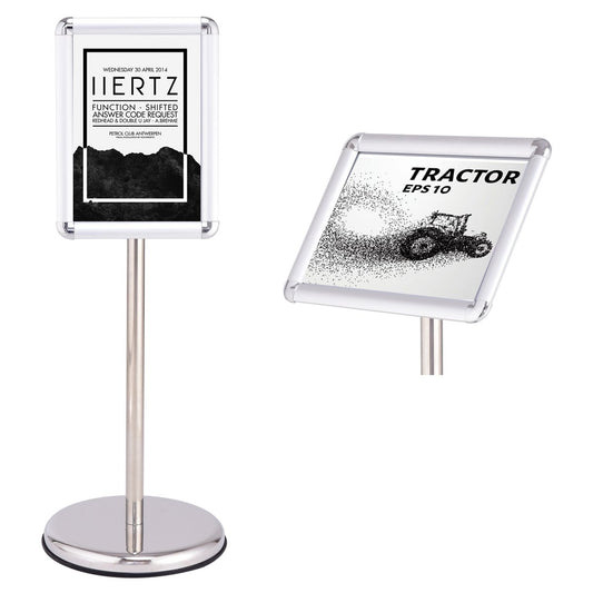 Information stand, information stand, poster stand, customer stopper made of metal, rotatable (A4)