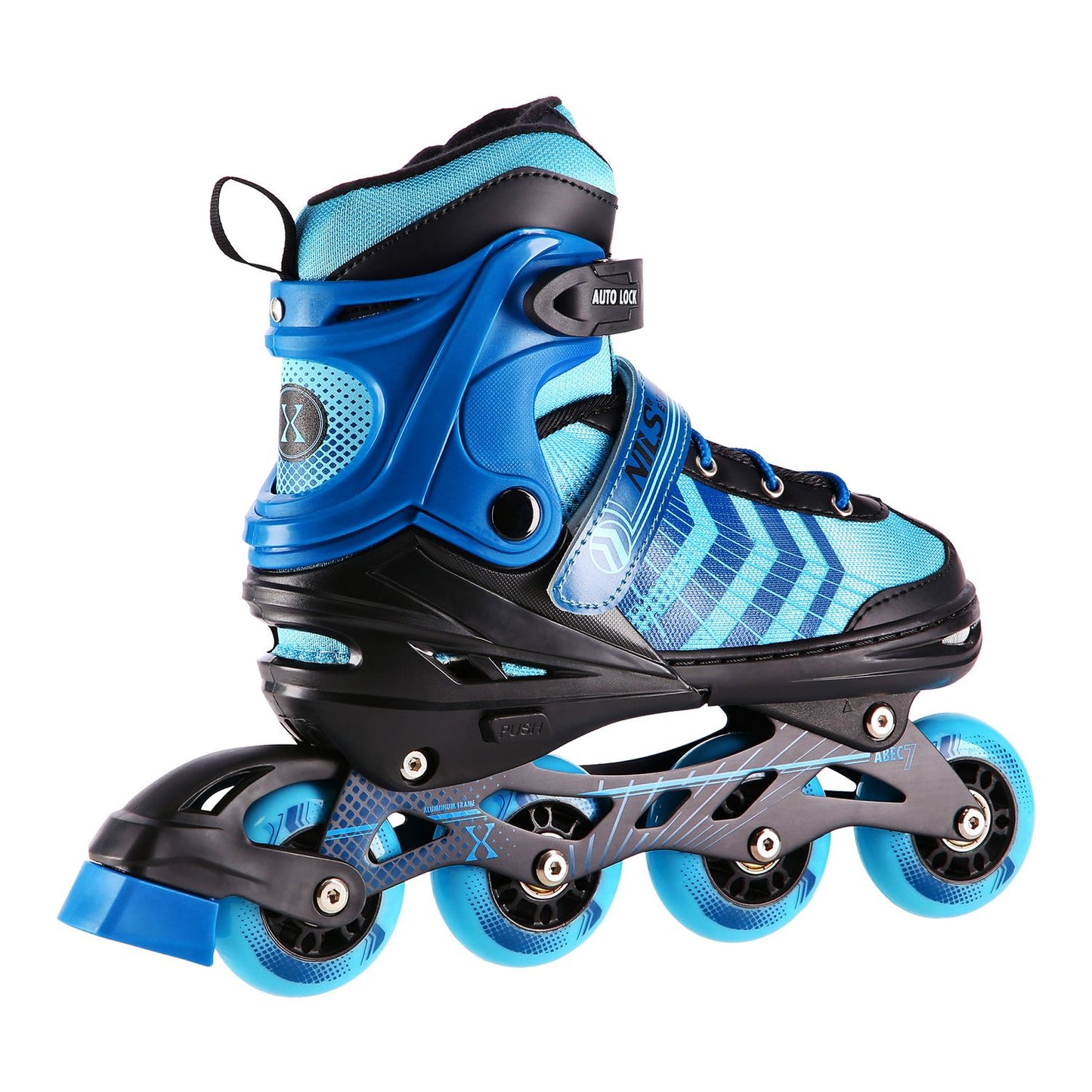Inline & Hockey Ice Skates, 4-in-1, Black-Blue, Size M