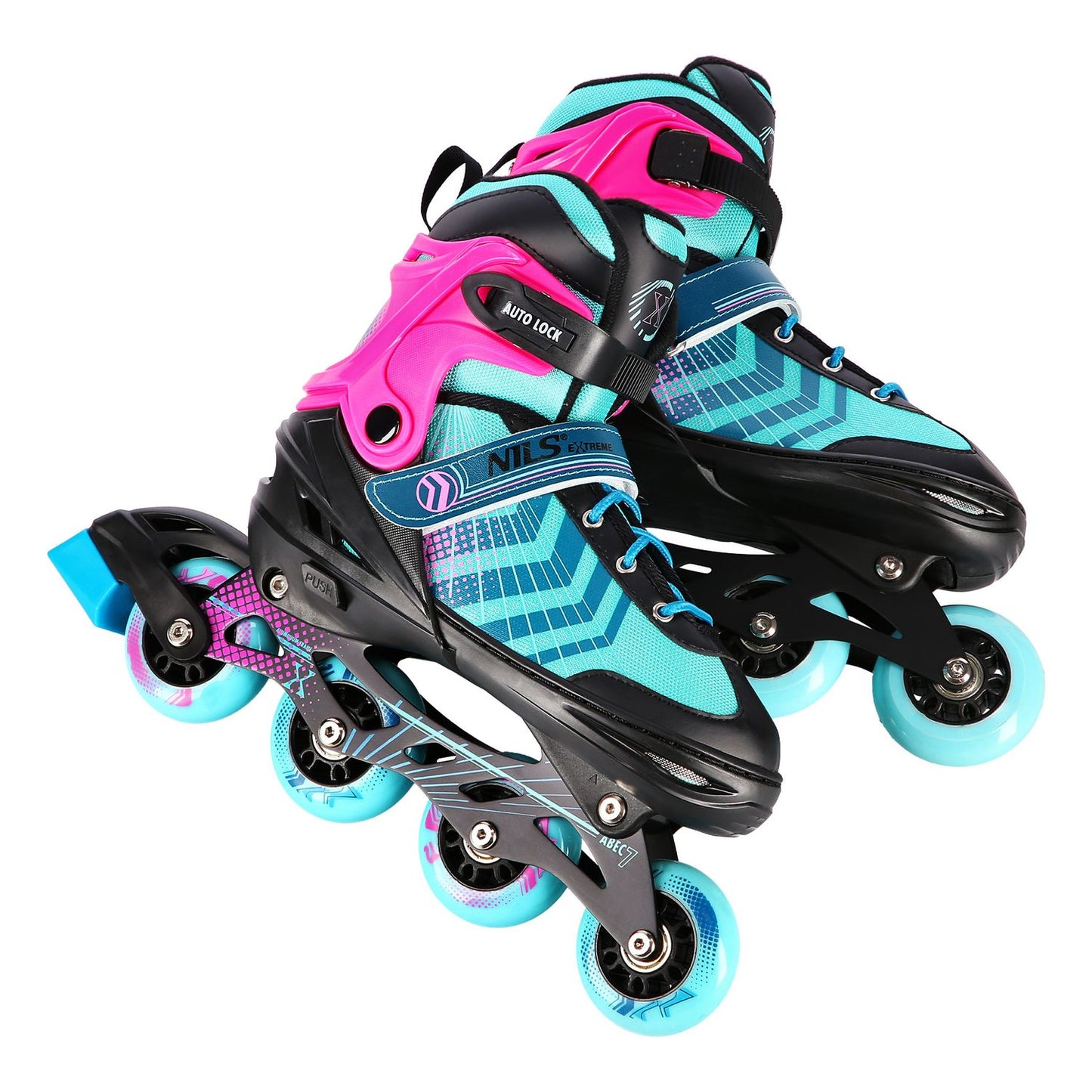 Inline & Hockey Ice Skates, 4-in-1, Black-Violet, Size M