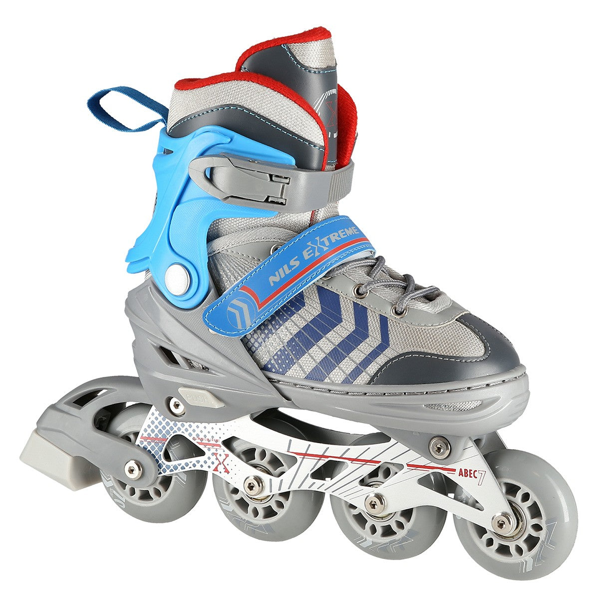 Inline & Hockey Ice Skates, 4-in-1, Grey/Blue, Size M